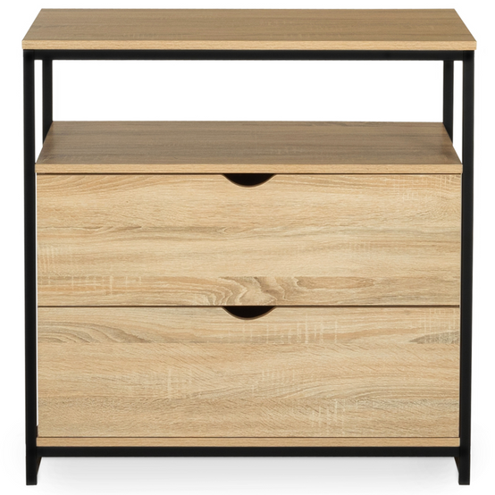 Commode 2 tiroirs DETROIT 80 cm design industriel avec étagère - Image 3