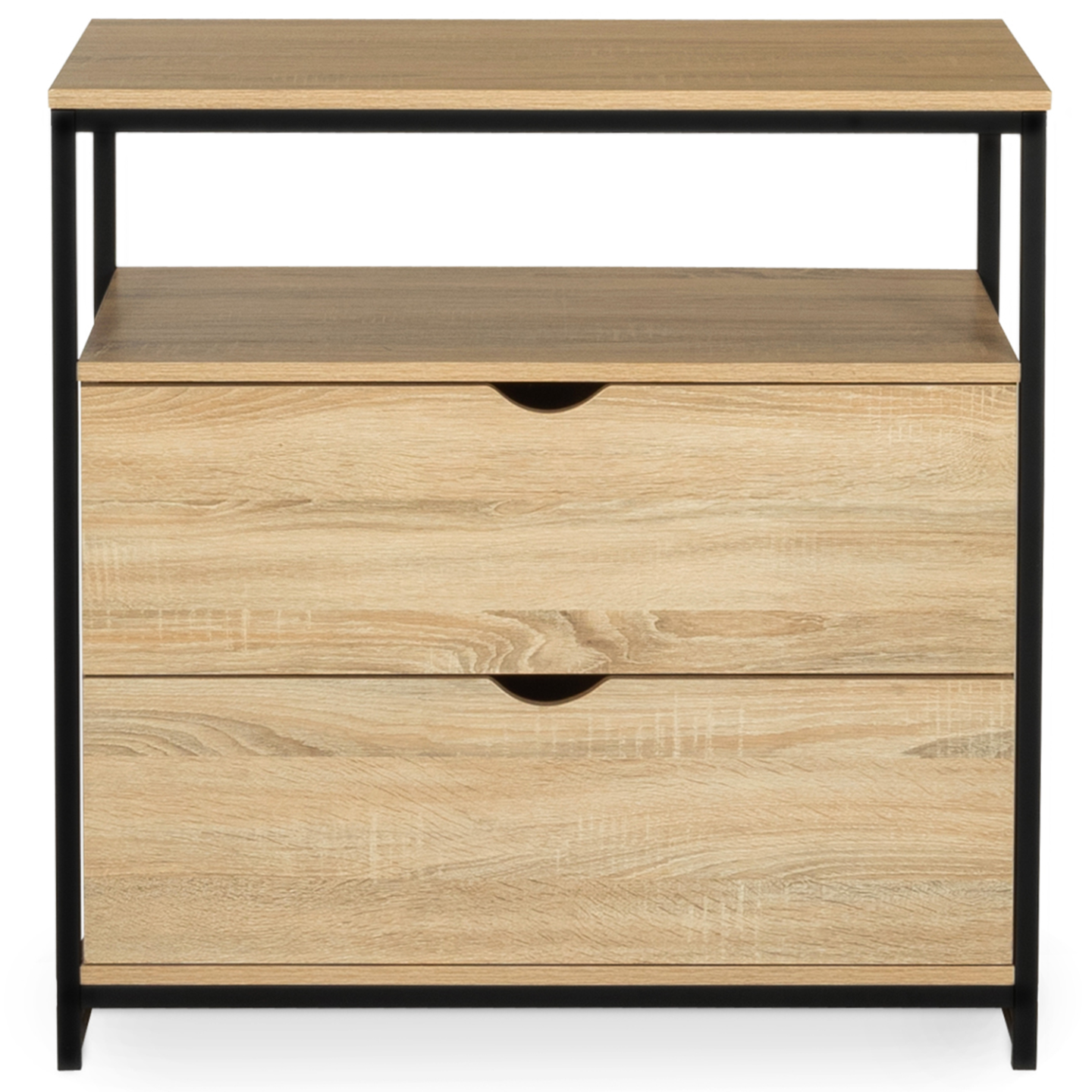 Commode 2 tiroirs DETROIT 80 cm design industriel avec étagère - Image 3