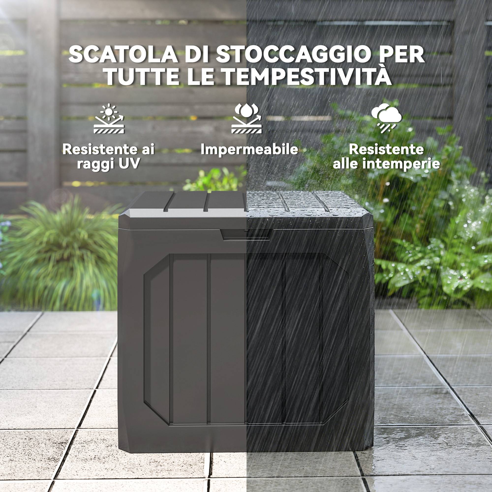 Coffre de rangement 121L résine noire balcon outils étanche 56x45x53cm - ComfortXL Outdoor Living - Image 9