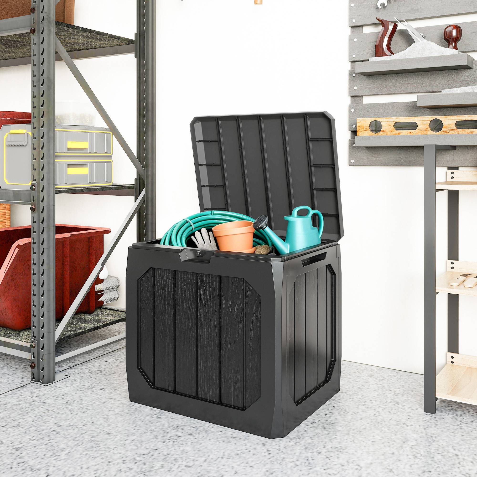 Coffre de rangement 121L résine noire balcon outils étanche 56x45x53cm - ComfortXL Outdoor Living - Image 10