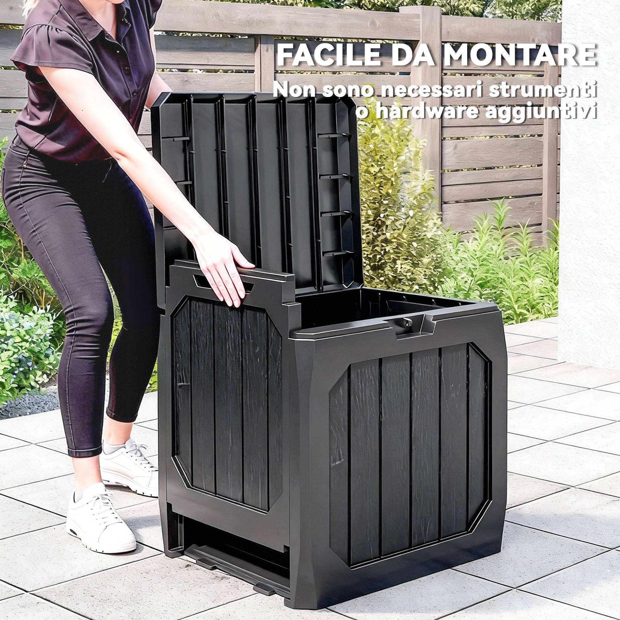 Coffre de rangement 121L résine noire balcon outils étanche 56x45x53cm - ComfortXL Outdoor Living - Image 6