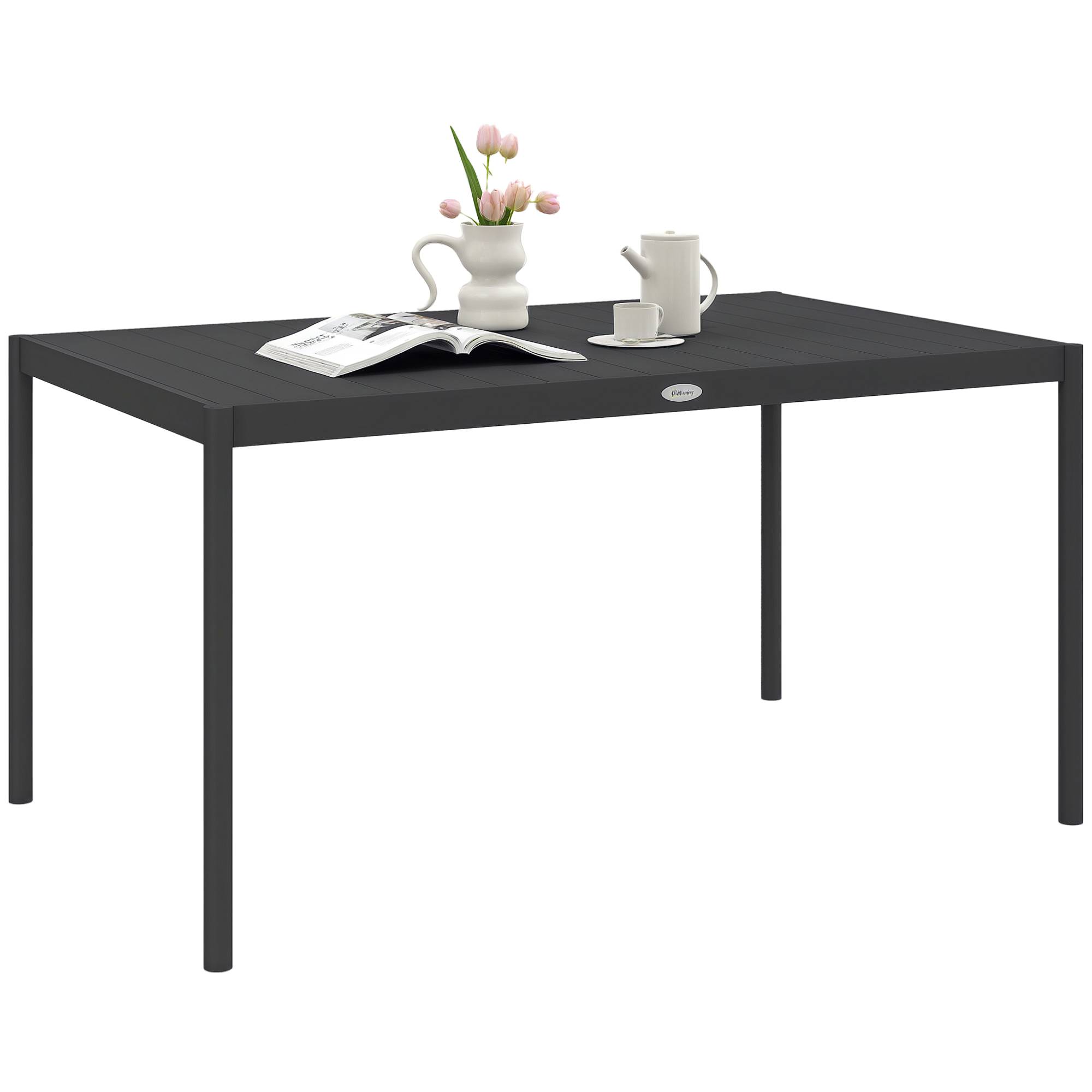 ComfortXL - Table de jardin aluminium gris foncé 145 x 90 cm terrasse 6 personnes résistante - ComfortXL Outdoor Living