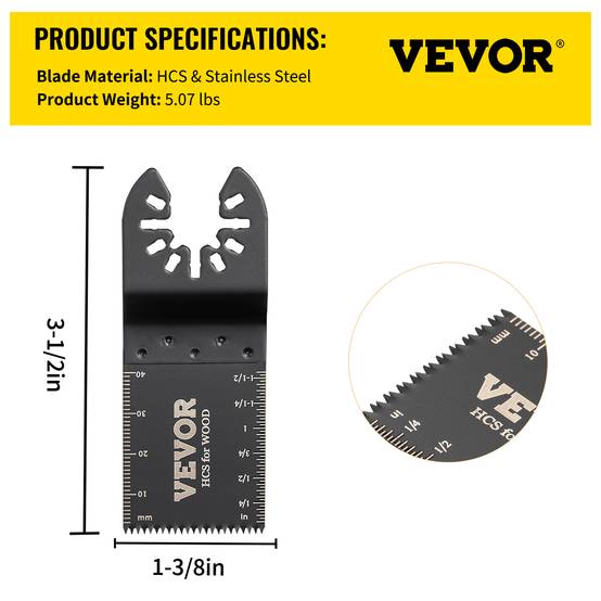 VEVOR Kit scie oscillant, 100 lames, 45-47 HRC. Coupe précise, multi-outils. - Image 7
