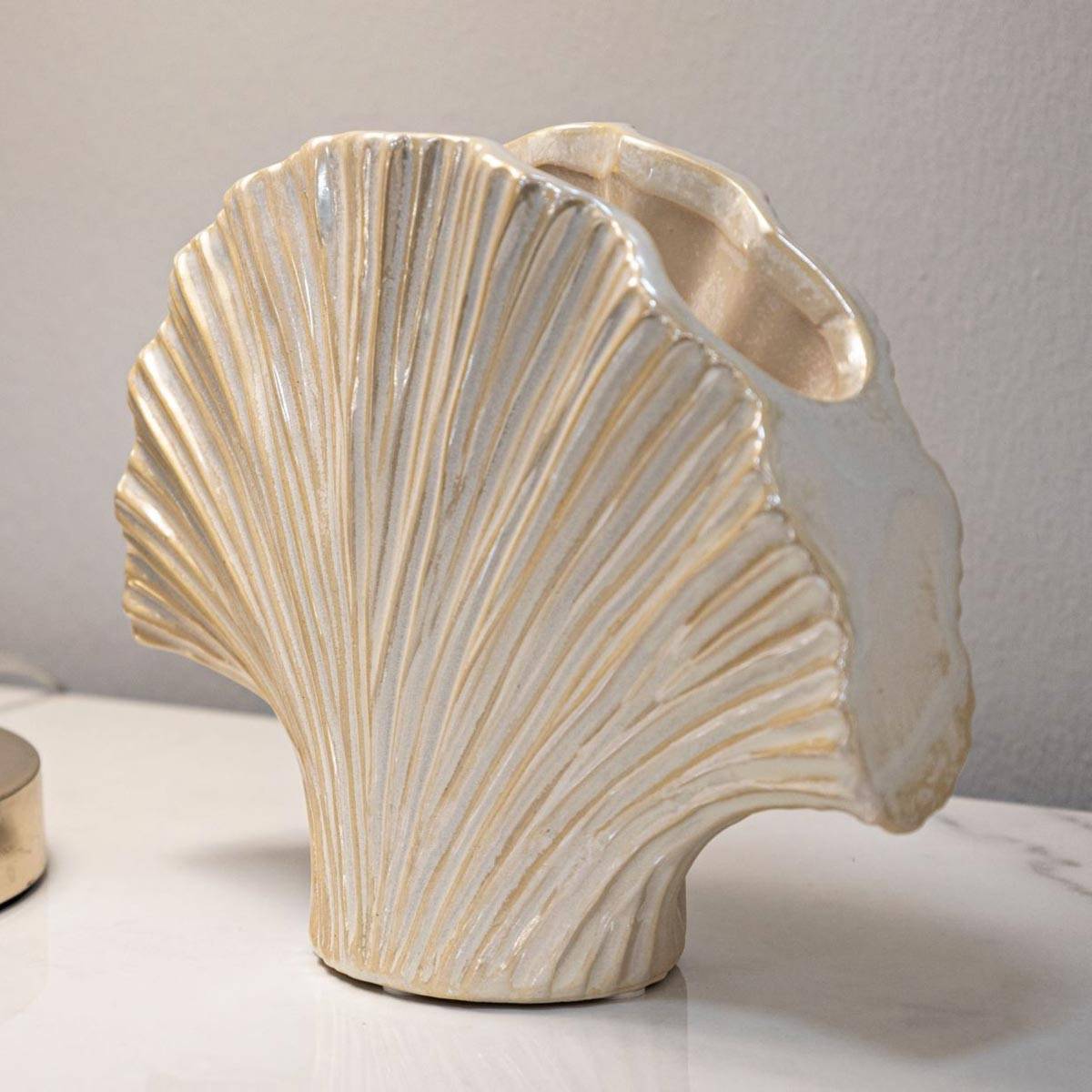 Paris Prix - Vase en Céramique "Perly" 27cm Blanc - Image 4