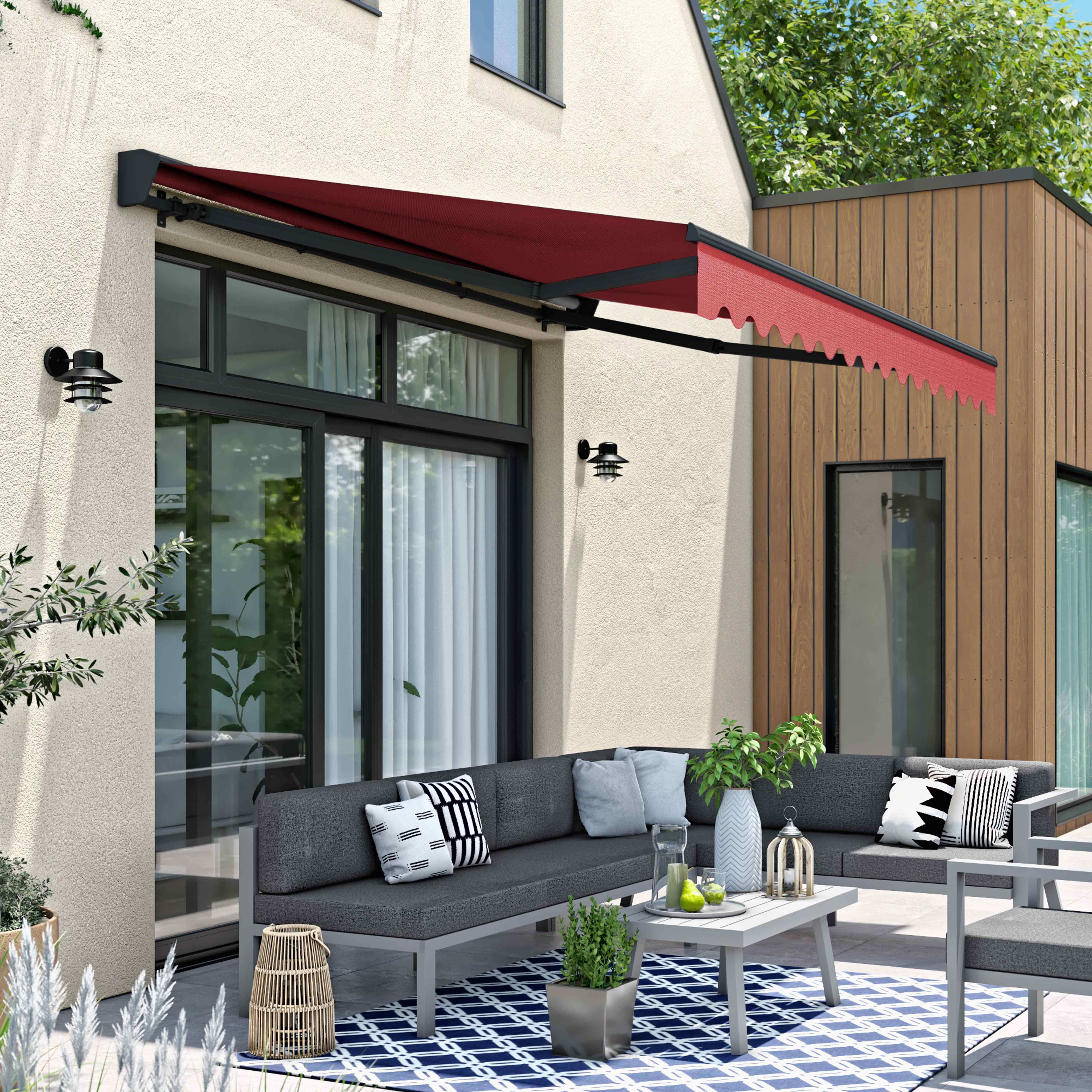 Oviala - Store banne semi-intégral 3x2,5m en aluminium rouge Paimpol - Oviala - Imagen 2