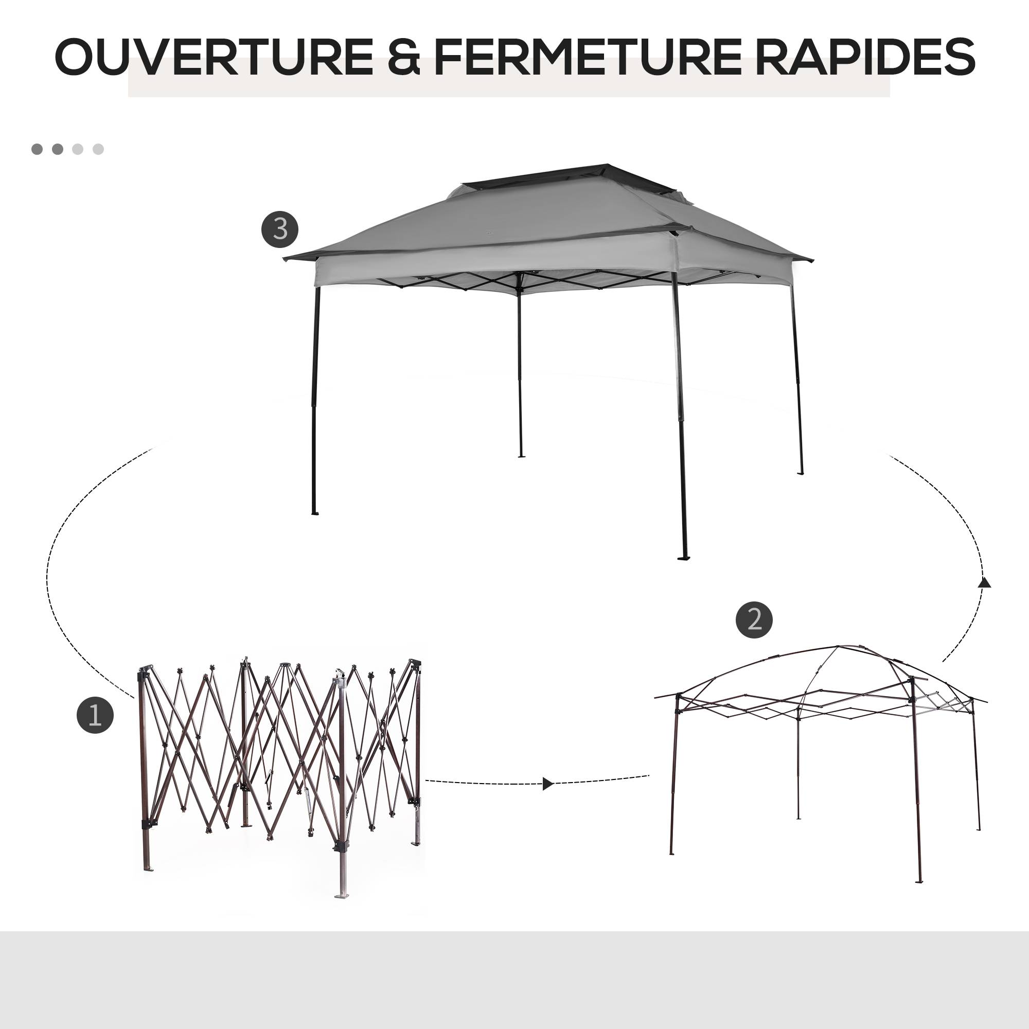 ComfortXL - Barnum Pop-up Polyester Métal Famille Moustiquaires Intégrées Double Toit 325cm Gris - ComfortXL Outdoor Living - Image 9