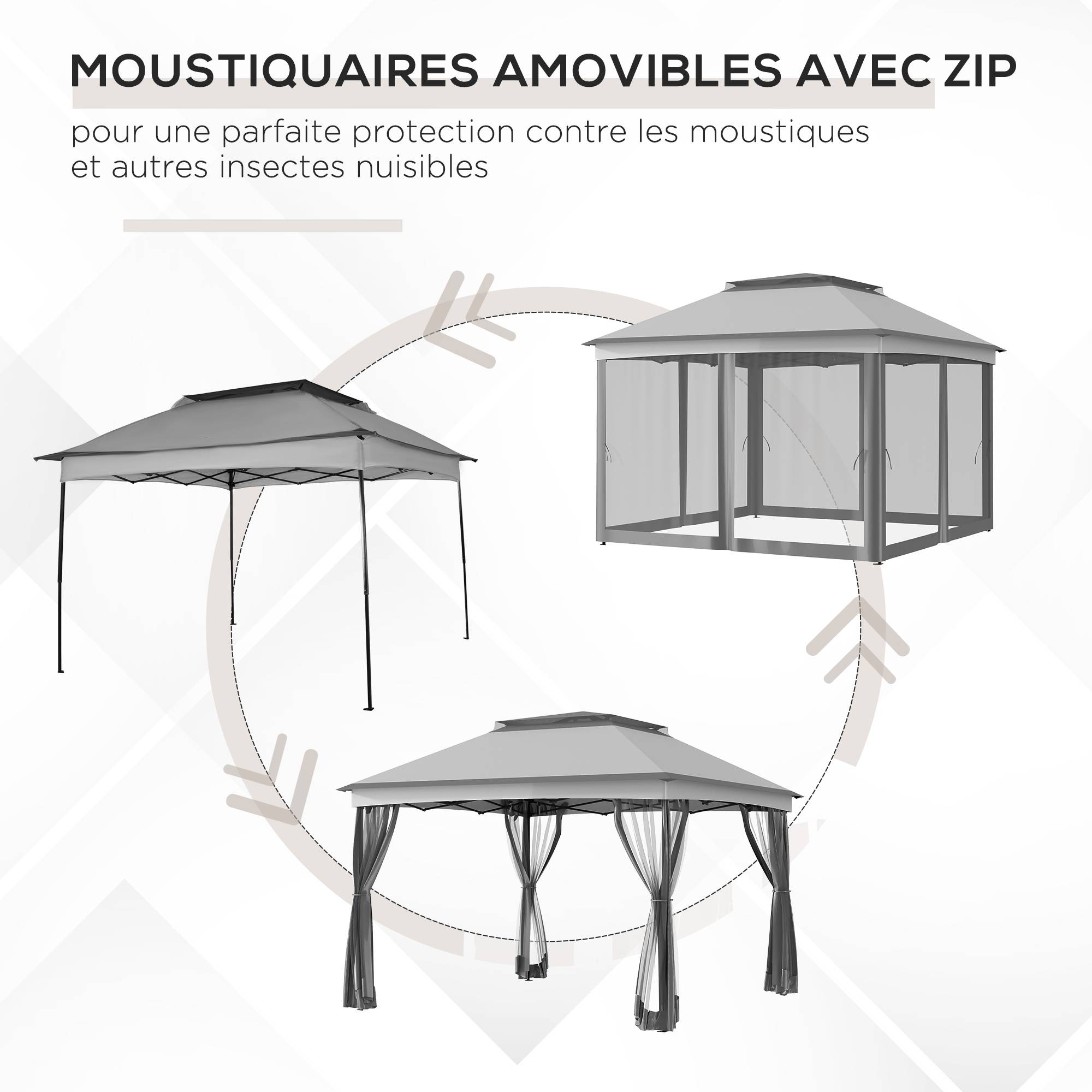 ComfortXL - Barnum Pop-up Polyester Métal Famille Moustiquaires Intégrées Double Toit 325cm Gris - ComfortXL Outdoor Living - Image 6