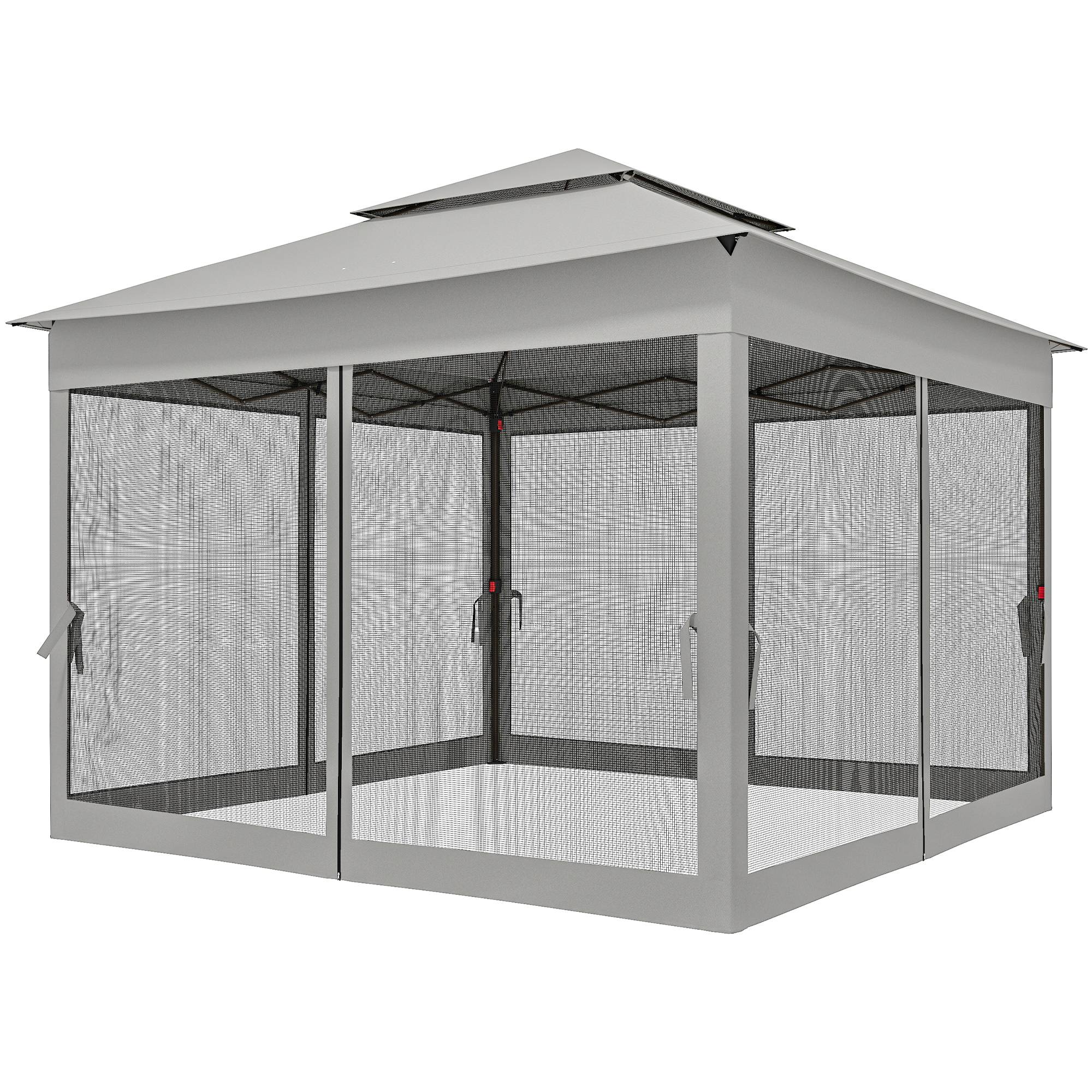 ComfortXL - Barnum Pop-up Polyester Métal Famille Moustiquaires Intégrées Double Toit 325cm Gris - ComfortXL Outdoor Living - Image 2