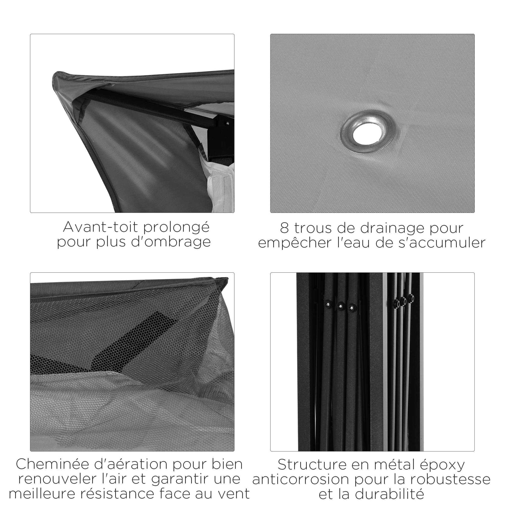 ComfortXL - Barnum Pop-up Polyester Métal Famille Moustiquaires Intégrées Double Toit 325cm Gris - ComfortXL Outdoor Living - Image 7
