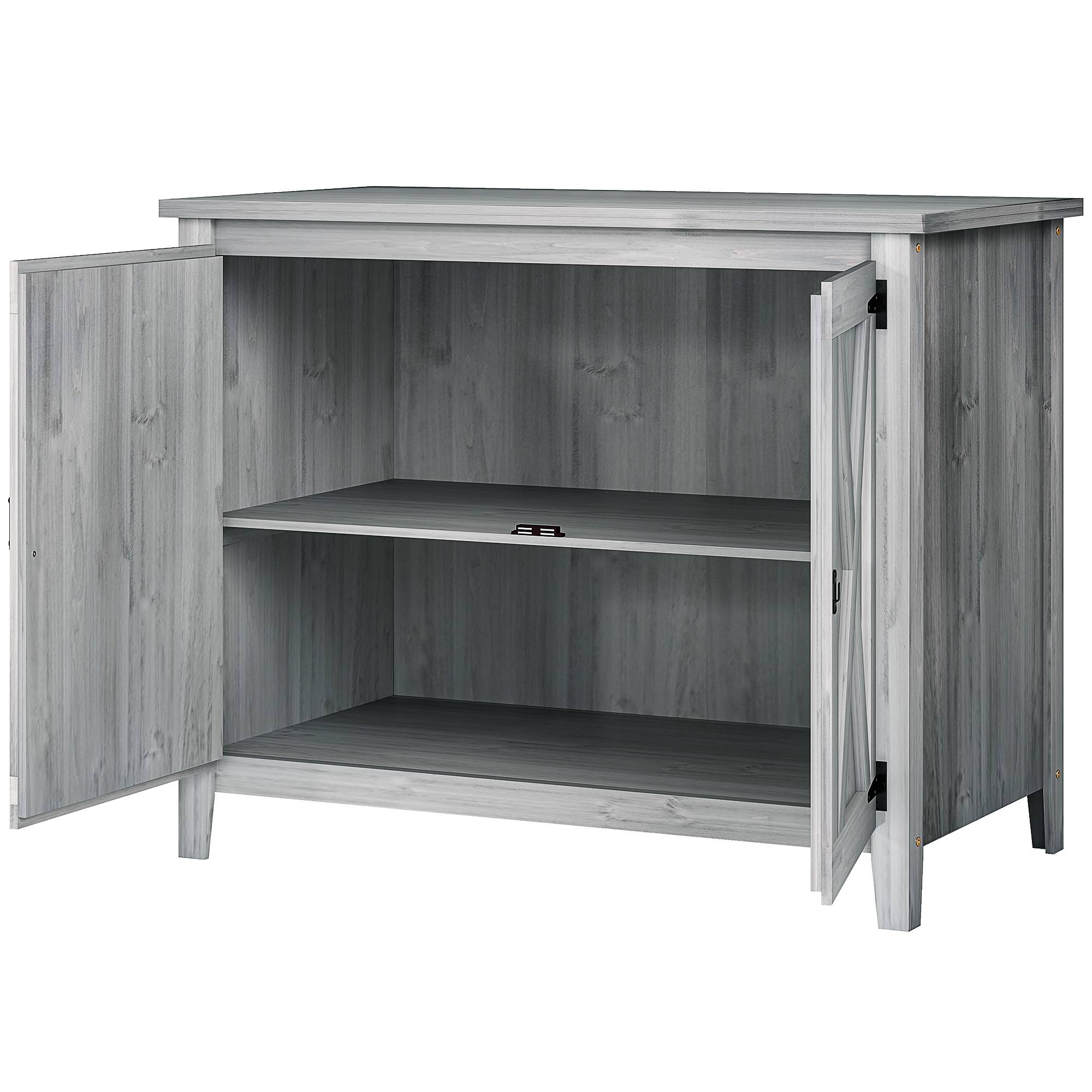 Armoire bois pour outils, extérieur terrasse, double porte, style grange, gris clair - Image 2