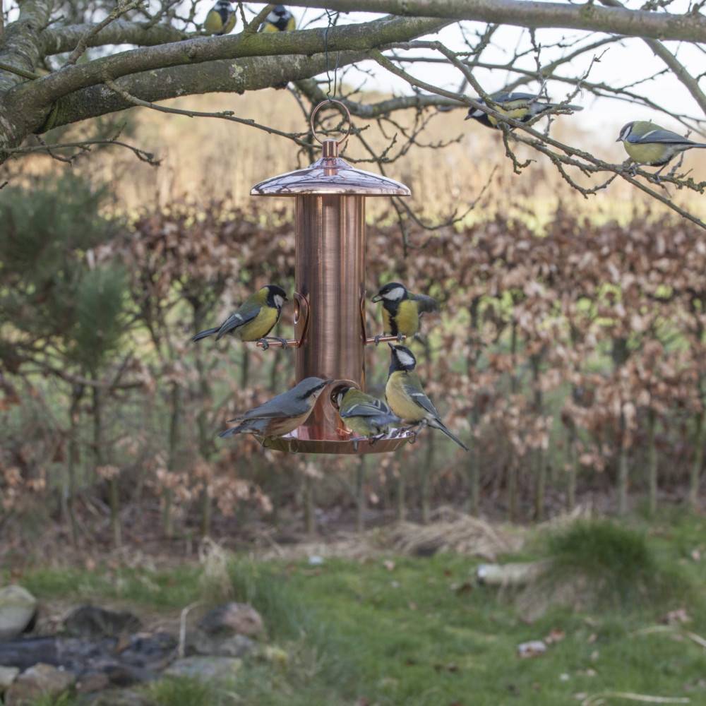 Esschert Design - Mangeoire à graines plaqué cuivre Hauteur 30.5 cm pour oiseaux - Image 2
