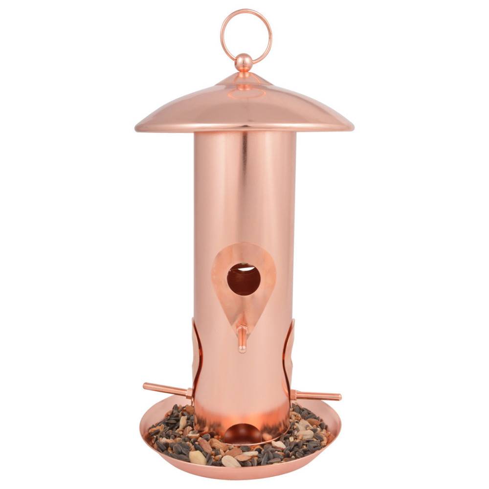 Esschert Design - Mangeoire à graines plaqué cuivre Hauteur 30.5 cm pour oiseaux - Imagen 1