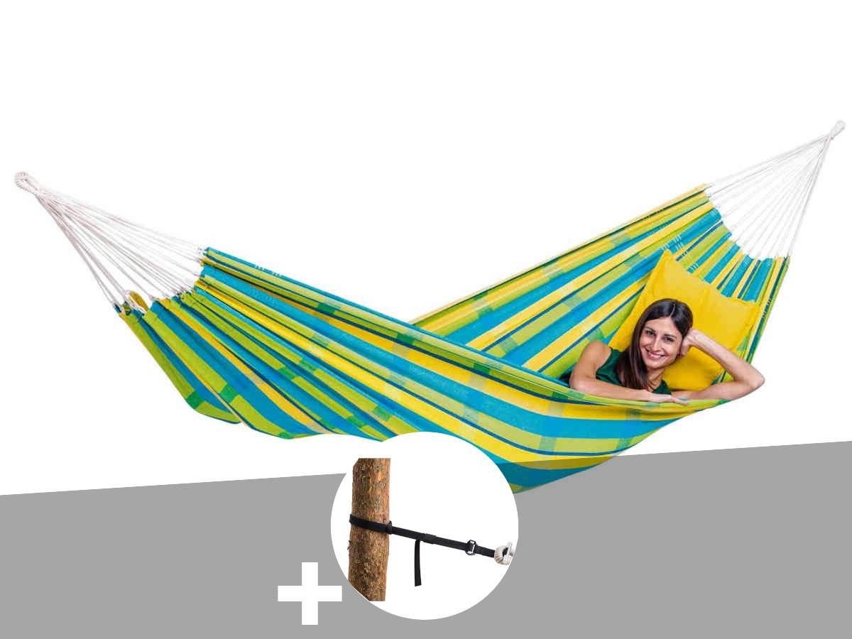 Amazonas - Hamac 2 places Barbados citron + Kit attaches T-Strap - Amazonas