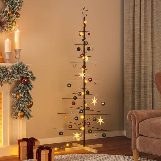 ComfortXL - Sapin de Noël scandinave en métal et bois à décorer pour intérieur Noir 180 cm – ComfortXL Outdoor Living - Image 1