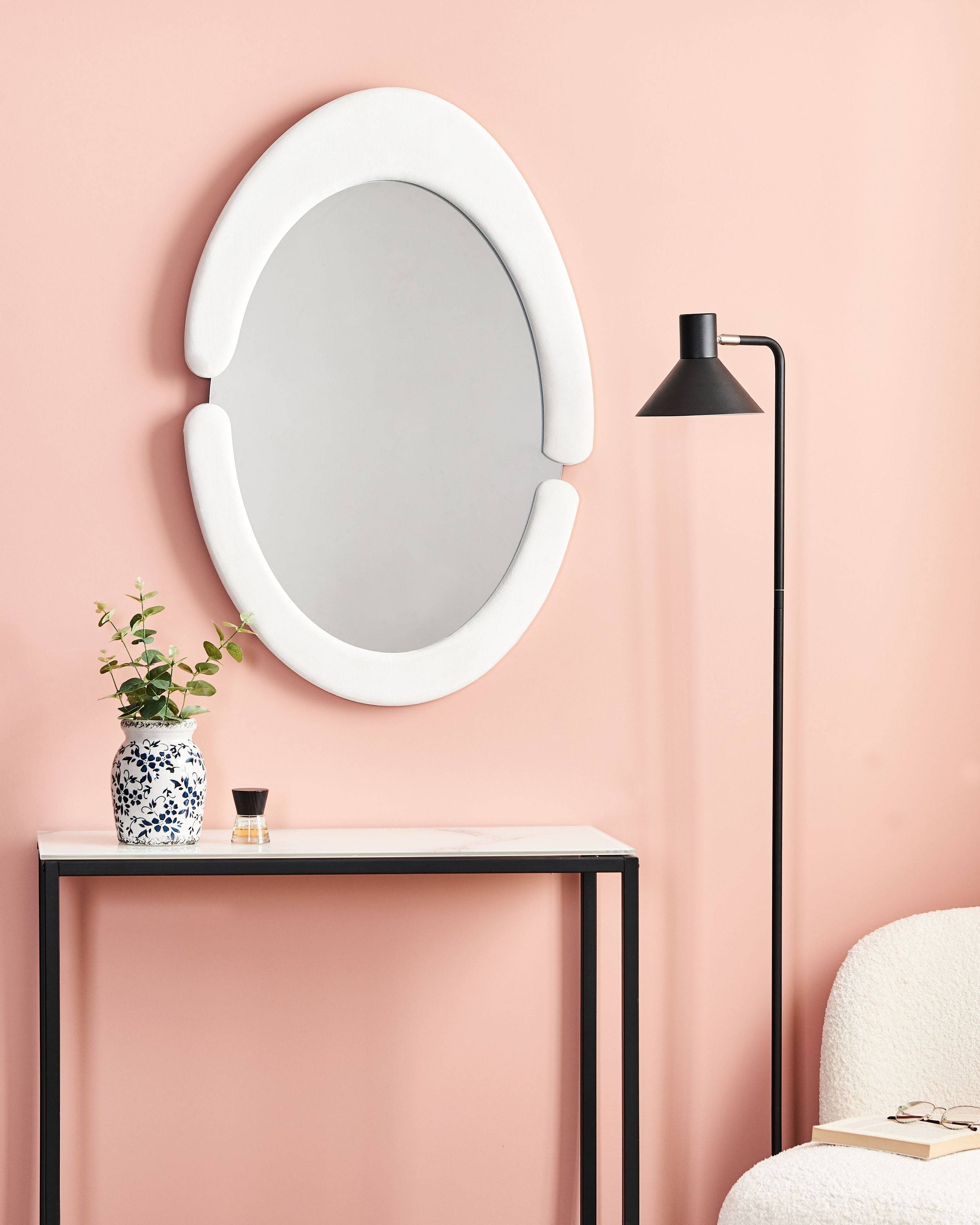 Beliani - Miroir Velours Blanc MASSAY - 53x3x90- Beliani - Image 1