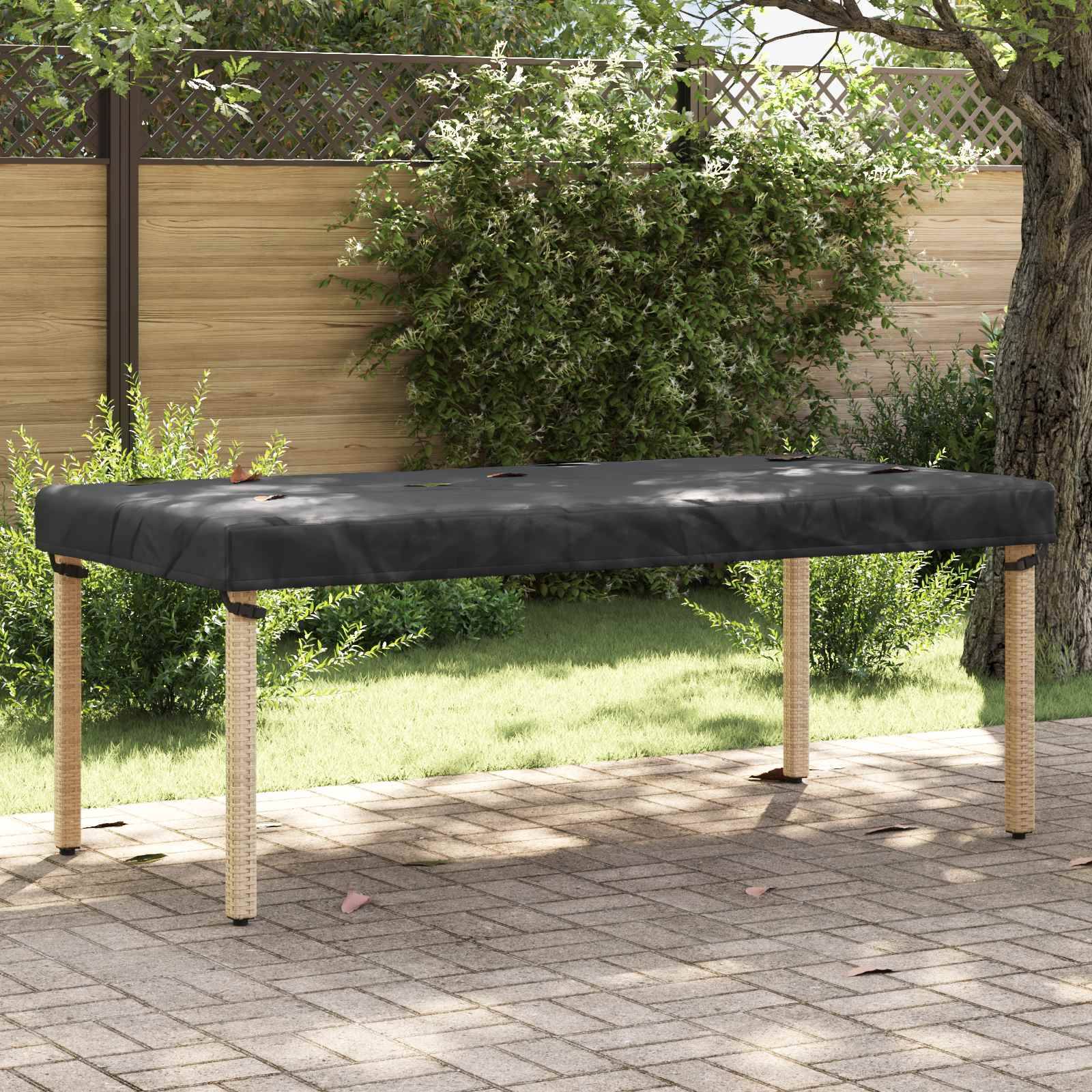 Housse de table tissu noir 202 x 102 x 15 cm, Poids:0.45kg - PANGIVO - Image 1
