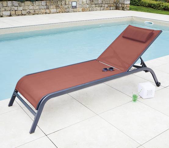 Transat de jardin en acier terracotta GOZO - Imagen 1
