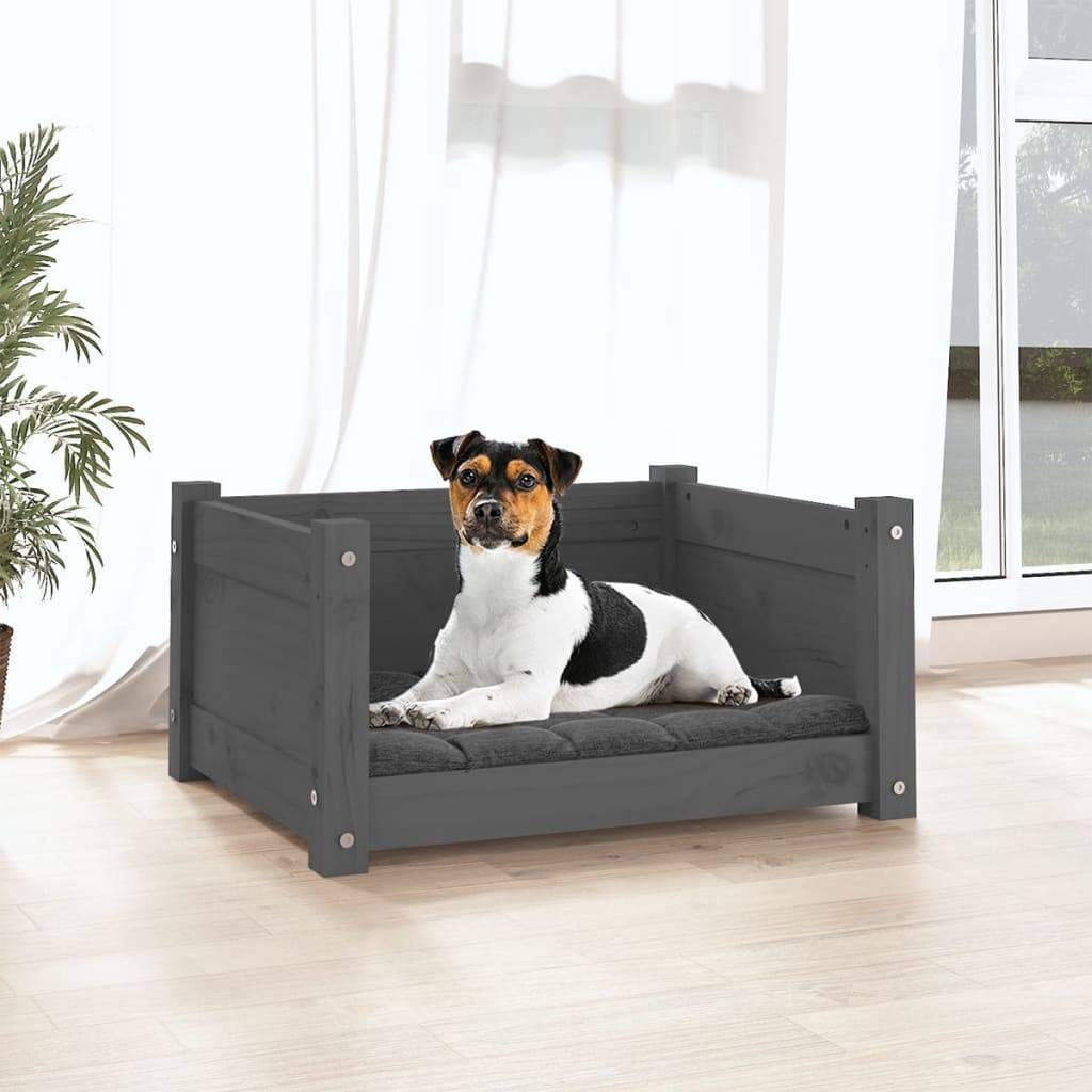 Vidaxl - Lit pour chien Gris 55,5x45,5x28 cm Bois massif de pin vidaXL 821444 - Imagen 4