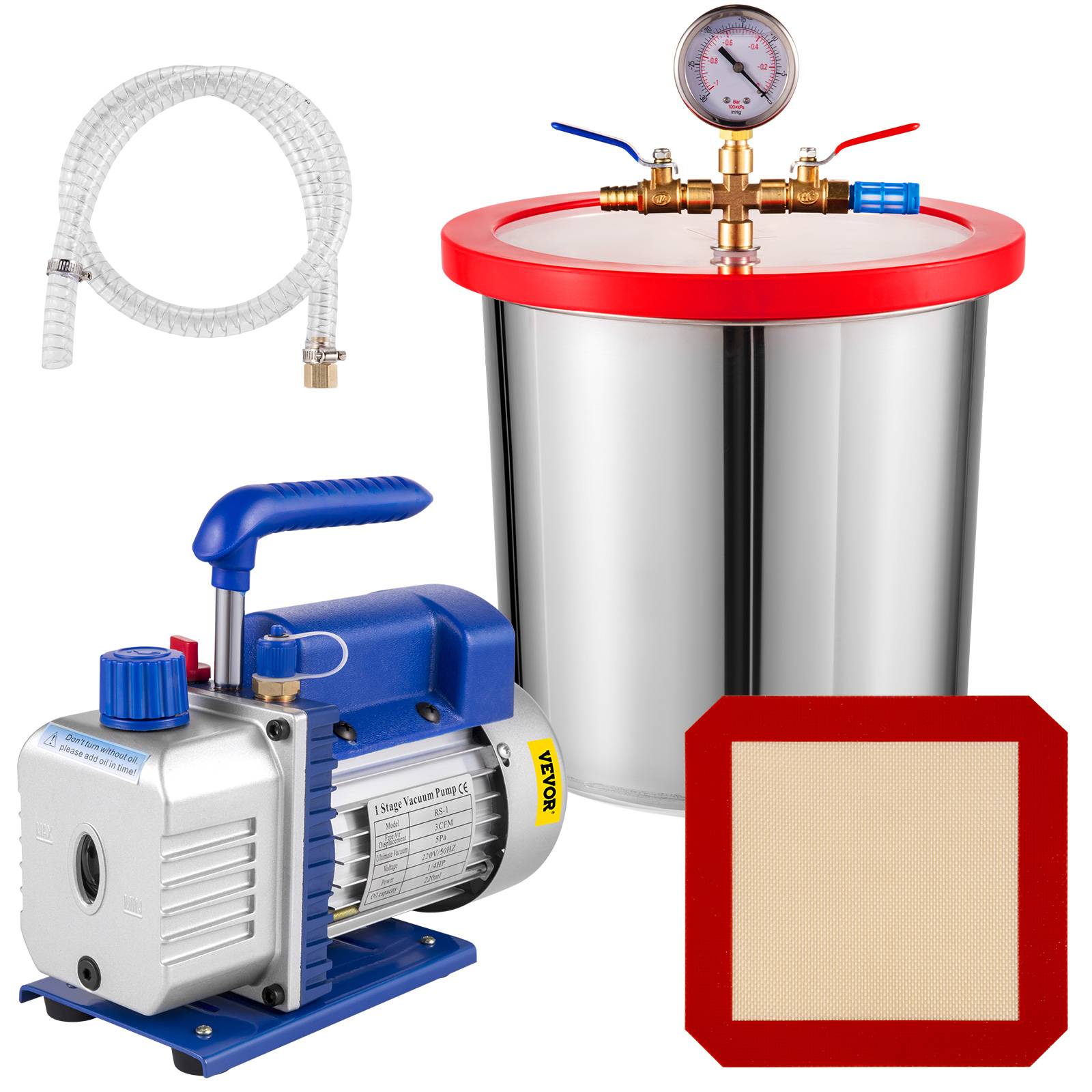 VEVOR Kit pompe à vide 85 L/min avec chambre à vide 12L, dégazage réfrigérant bruit réduit. - Image 1