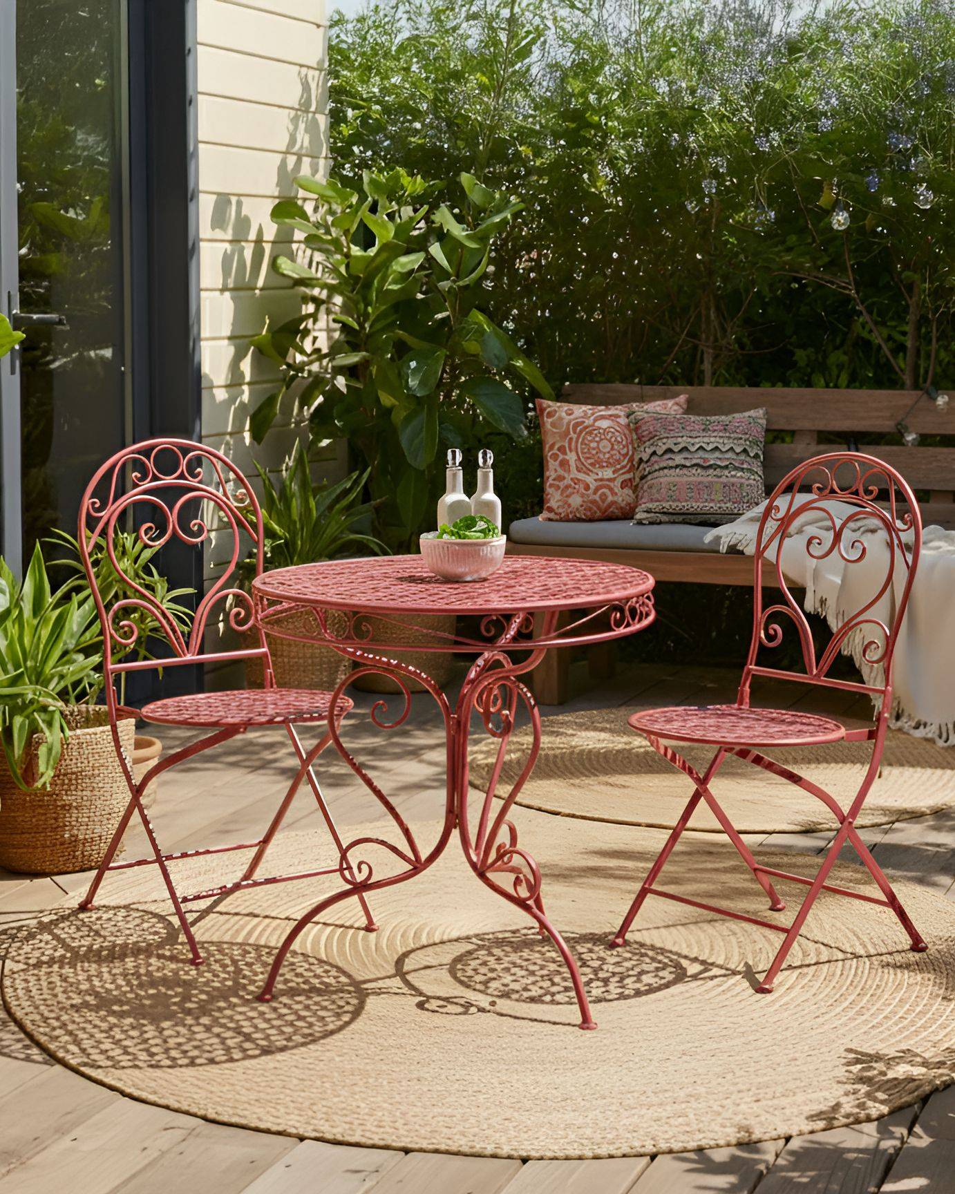 Beliani - Chaise de jardin Métal Rouge Bordeaux ALBINIA - 42x55x94- Beliani - Image 1