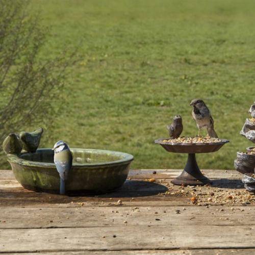 Esschert Design - Bain d'oiseaux ovale en céramique - Blanc - Image 4