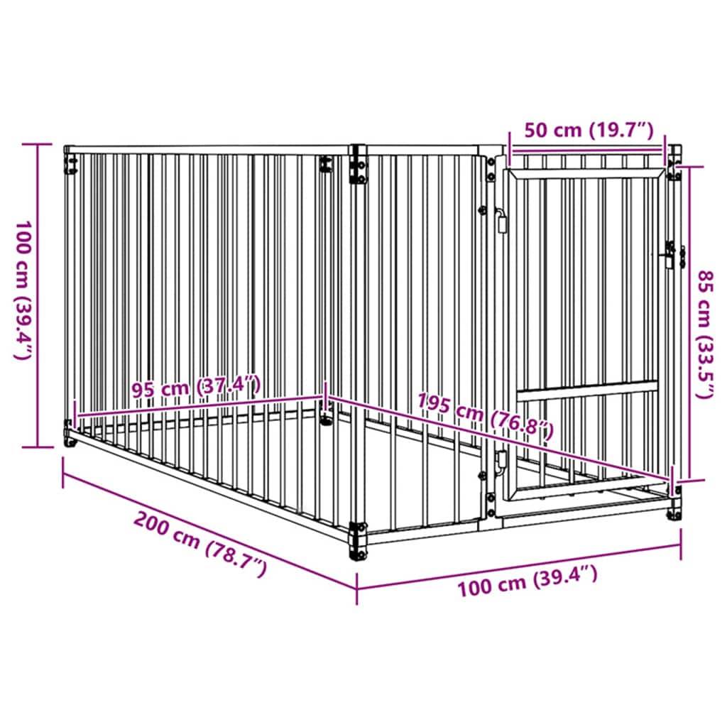 Vidaxl - Chenil d'extérieur pour chiens 100 x 200 x 100 cm vidaXL 144488 - Imagen 3