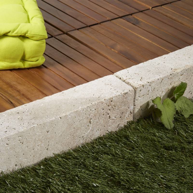 Jardinex - Bordure de jardin travertin 30 x 10 x 10 cm - Beige (Lot de 10) - Jardinex - Imagen 1