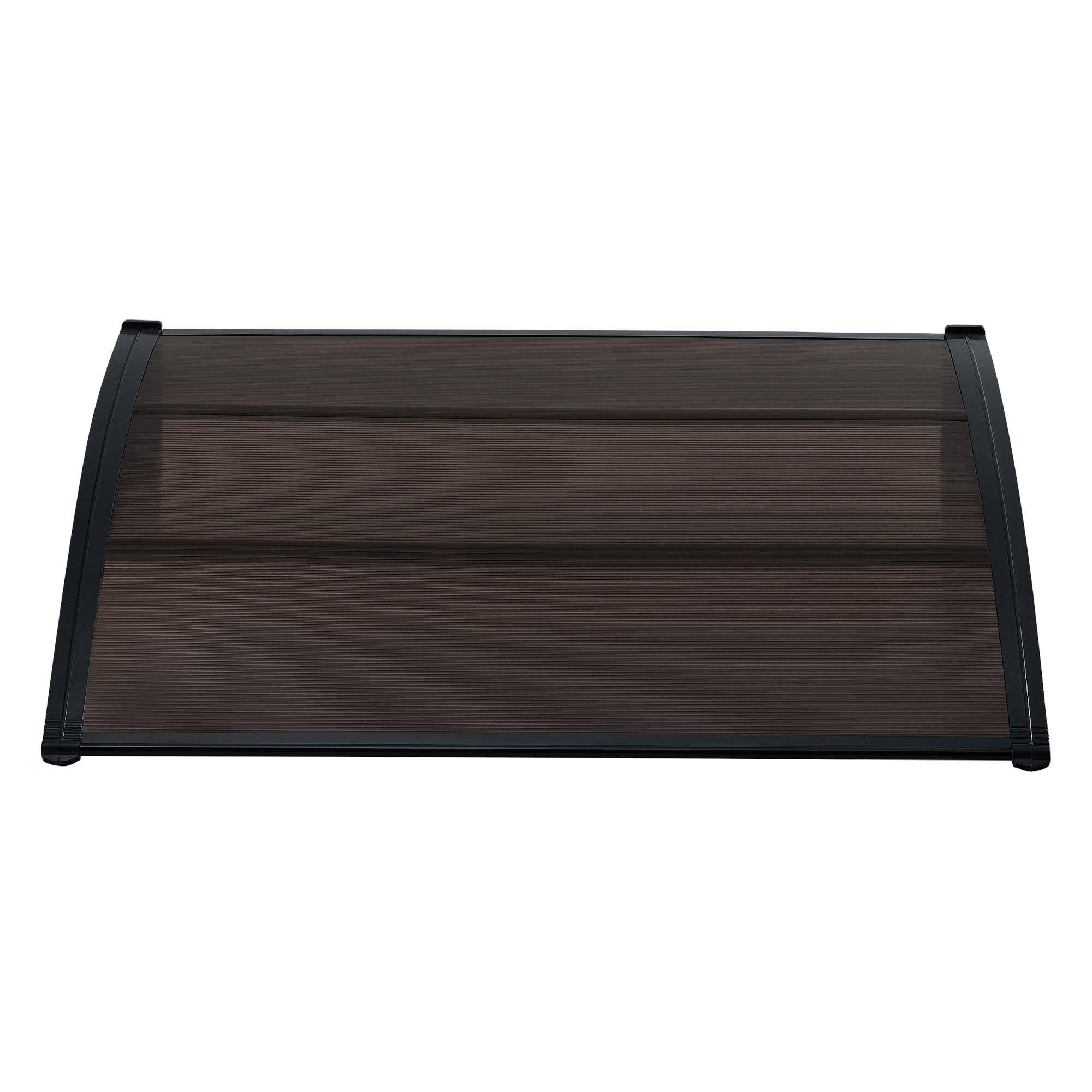 Helloshop26 - Auvent de porte d'entrée marquise d'accueil résistante aux intempéries ABS polycarbonate aluminium 120 x 100 cm noir marron - Imagen 2
