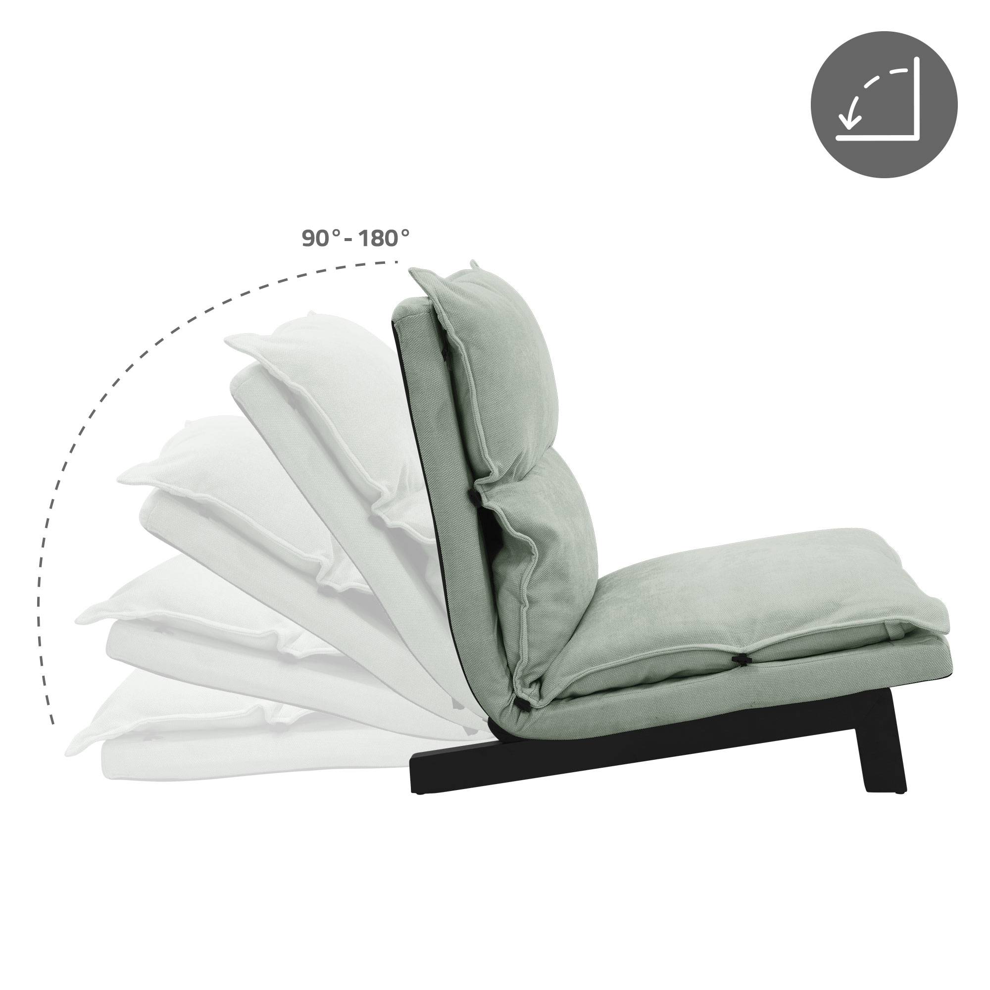 Ml-Design - Fauteuil de relaxation de sol gris-vert revêtement en lin rembourrage doux en polyester et structure robuste en acier dossier inclinable 5 positions - Image 6