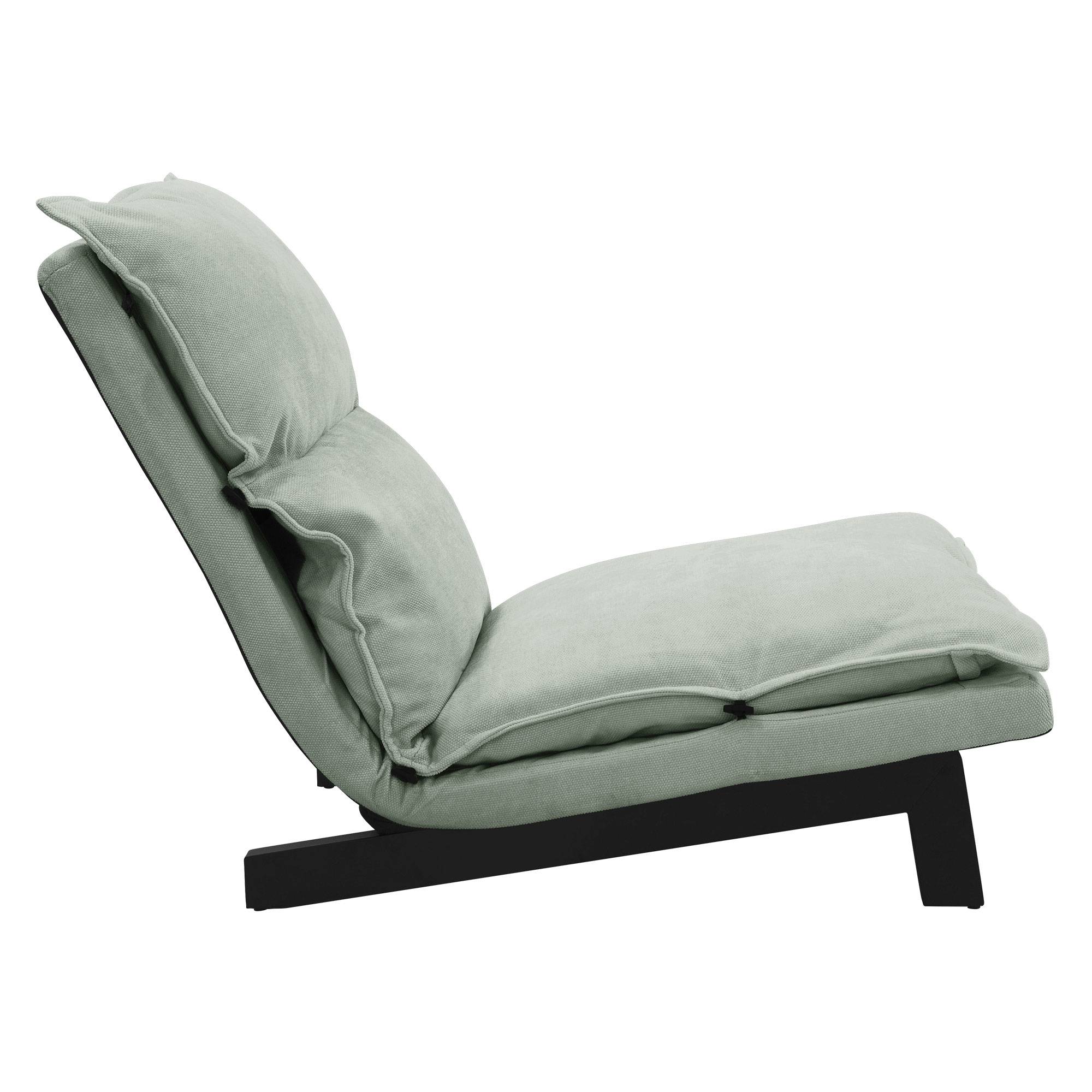 Ml-Design - Fauteuil de relaxation de sol gris-vert revêtement en lin rembourrage doux en polyester et structure robuste en acier dossier inclinable 5 positions - Image 3