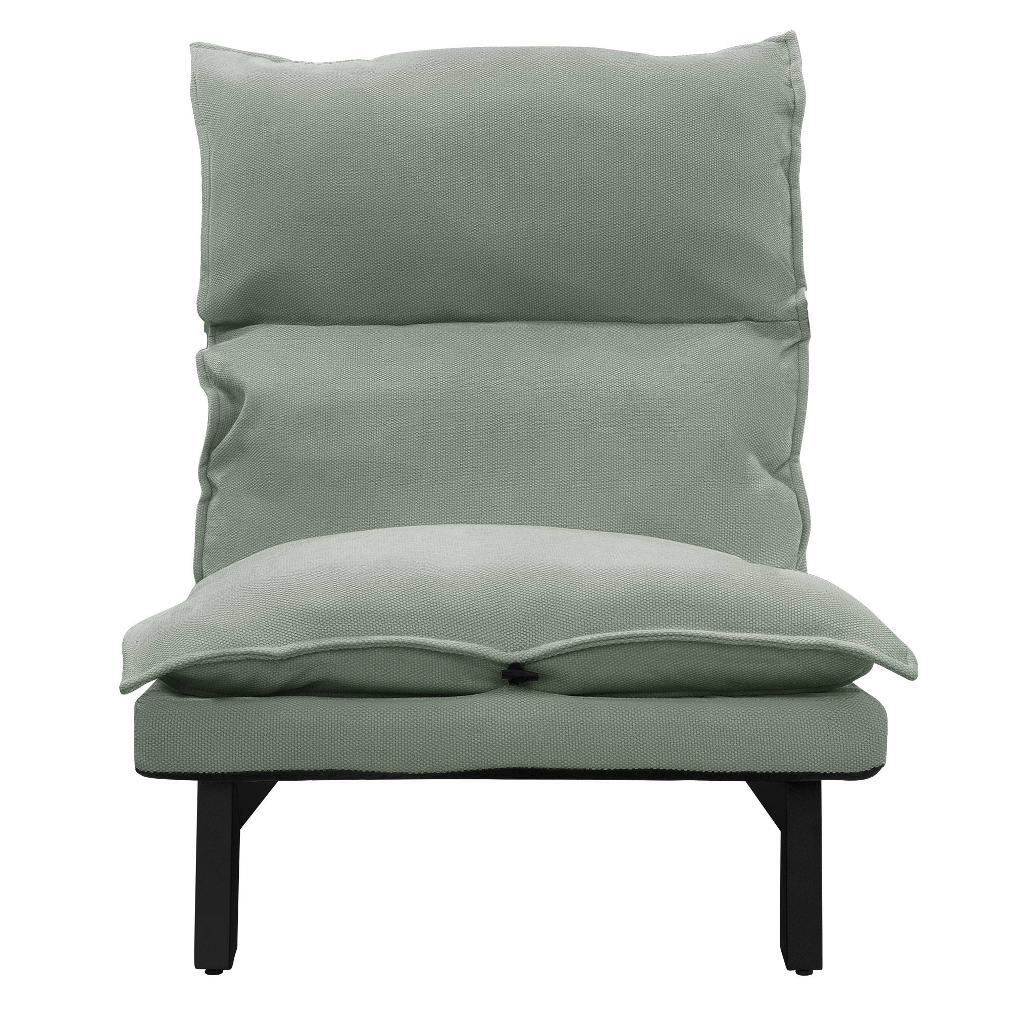 Ml-Design - Fauteuil de relaxation de sol gris-vert revêtement en lin rembourrage doux en polyester et structure robuste en acier dossier inclinable 5 positions - Image 2