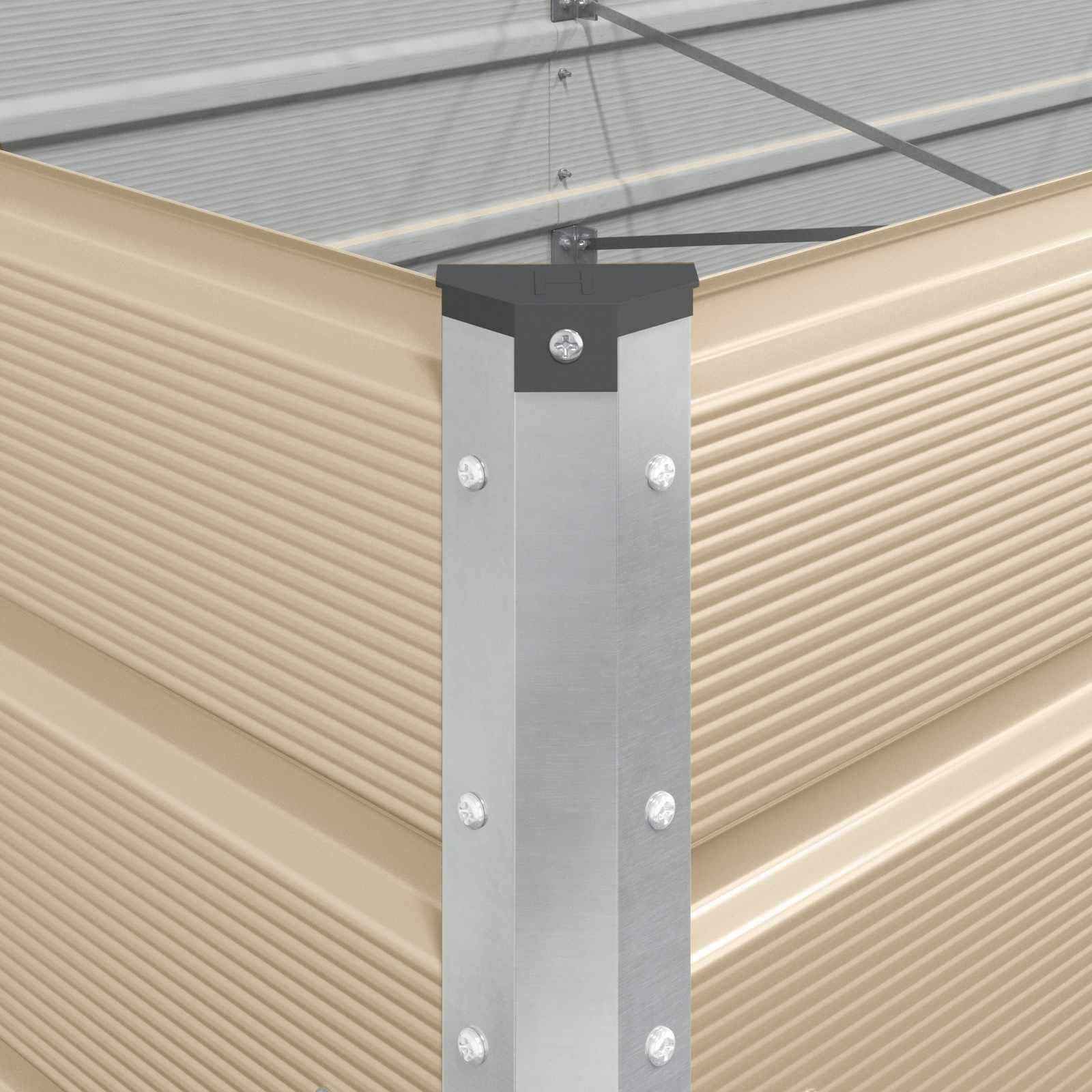 Bac de Plantation Géant Acier Galvanisé 385x100x45 cm Ivoire - ComfortXL Outdoor Living - Imagen 9