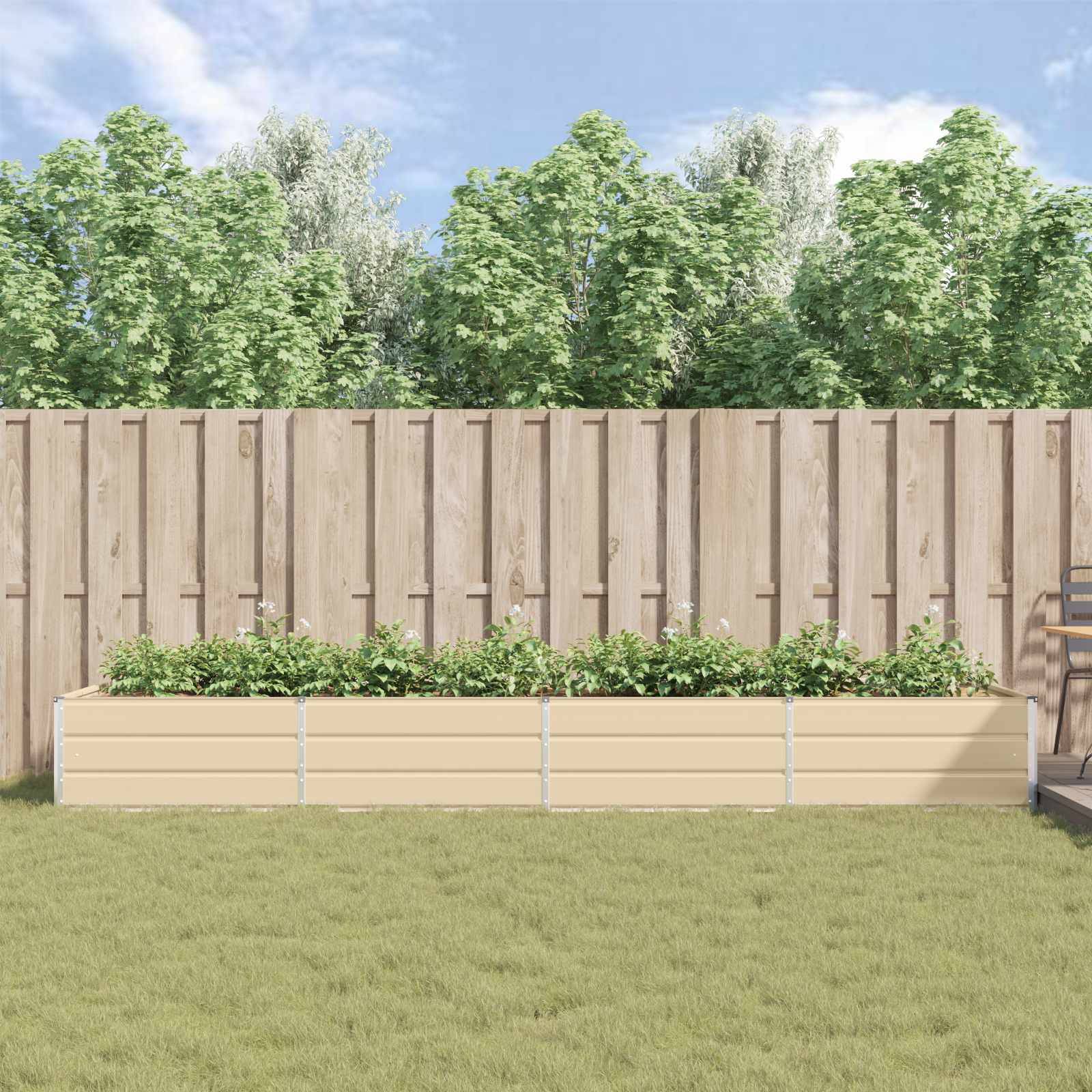 Bac de Plantation Géant Acier Galvanisé 385x100x45 cm Ivoire - ComfortXL Outdoor Living - Imagen 4