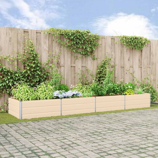 Bac de Plantation Géant Acier Galvanisé 385x100x45 cm Ivoire - ComfortXL Outdoor Living - Image 1