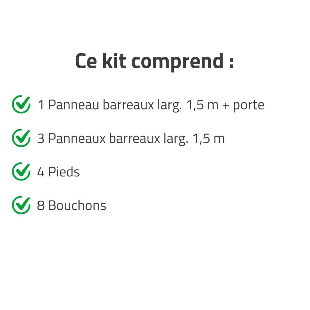 Kit chenil barreaux carré 1,50 x 1,50 m - Image 3