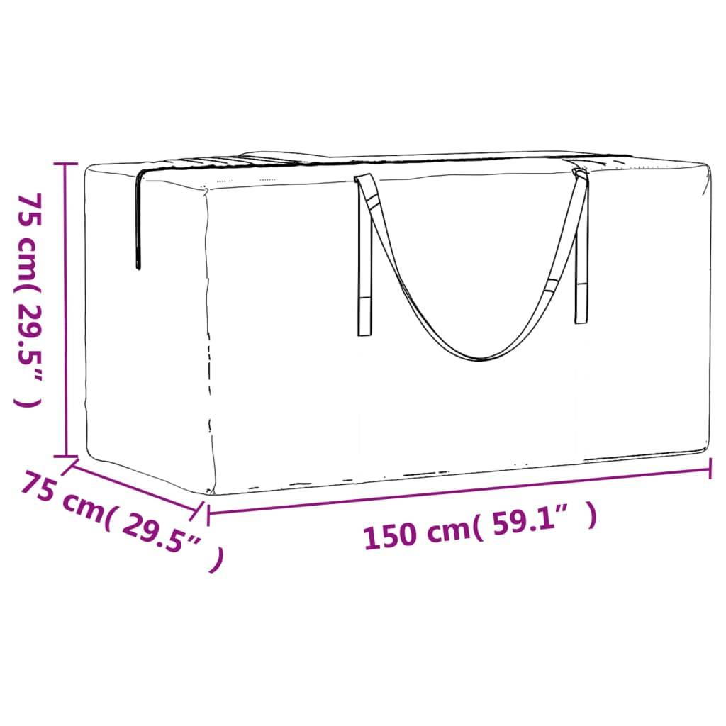 Lot de 2 Grands Sacs Rangement pour Coussins Extérieur PE Imperméable avec Poignées Noir 150x75x75 cm – ComfortXL Outdoor Living - Image 9