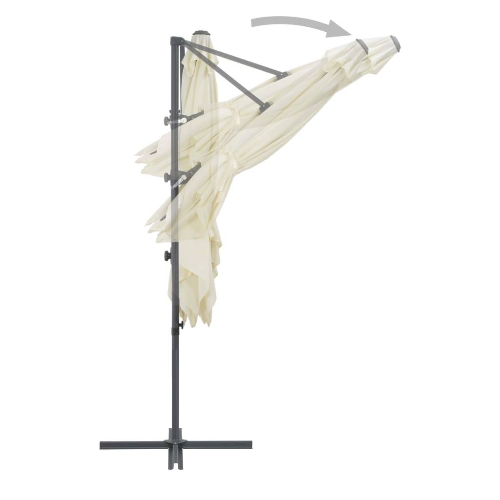 Helloshop26 - Parasol meuble de jardin en porte-à-faux avec mât en acier 250 x 250 cm sable - Imagen 4