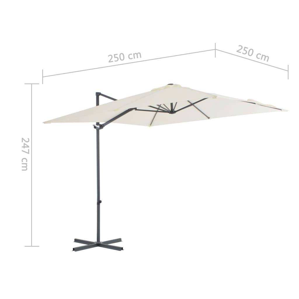 Helloshop26 - Parasol meuble de jardin en porte-à-faux avec mât en acier 250 x 250 cm sable - Imagen 8