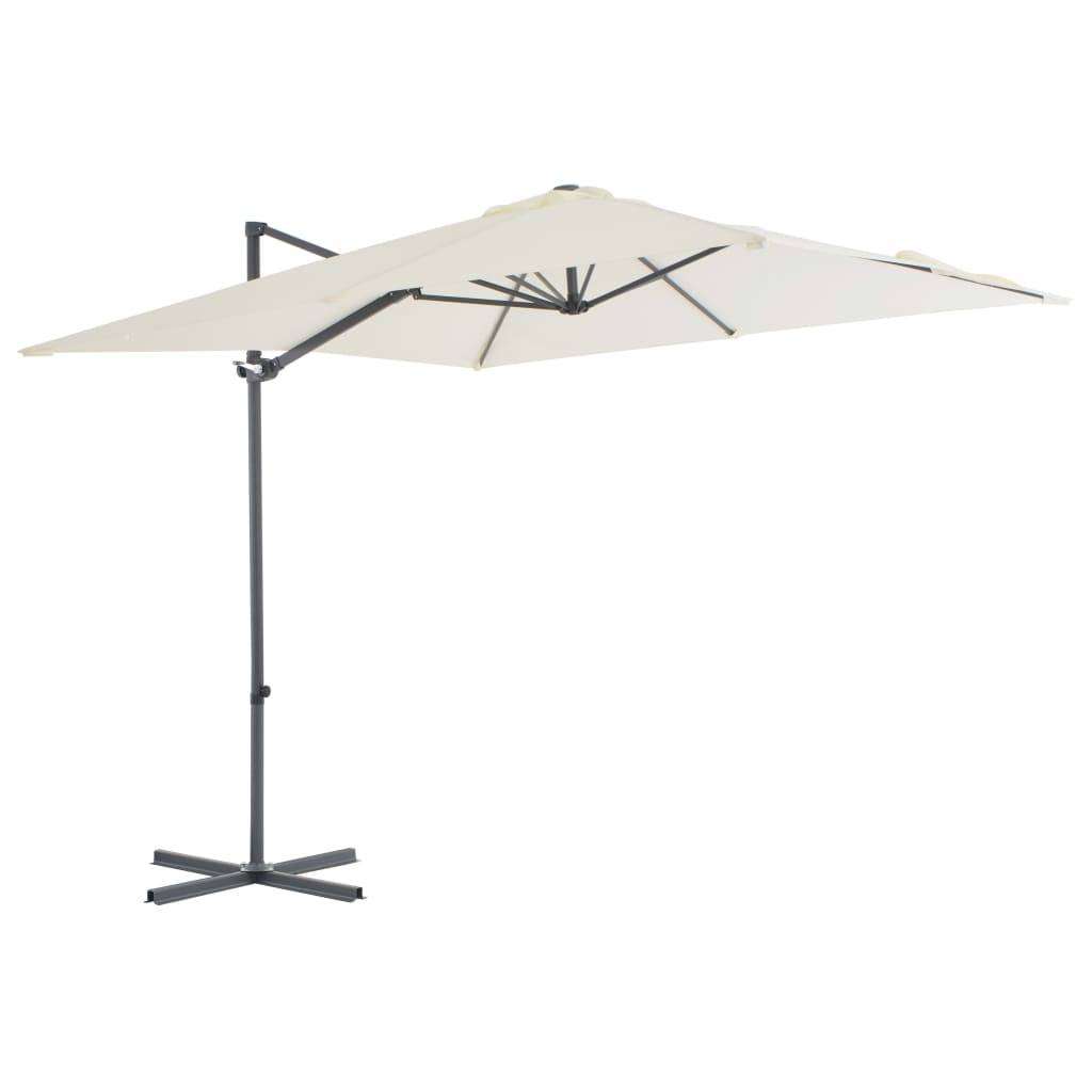 Helloshop26 - Parasol meuble de jardin en porte-à-faux avec mât en acier 250 x 250 cm sable - Imagen 1