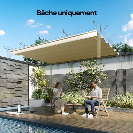 Toile de toit polyester pour pergola rétractable protection ombre respirant 350x260cm Beige - ComfortXL Outdoor Living - Image 4