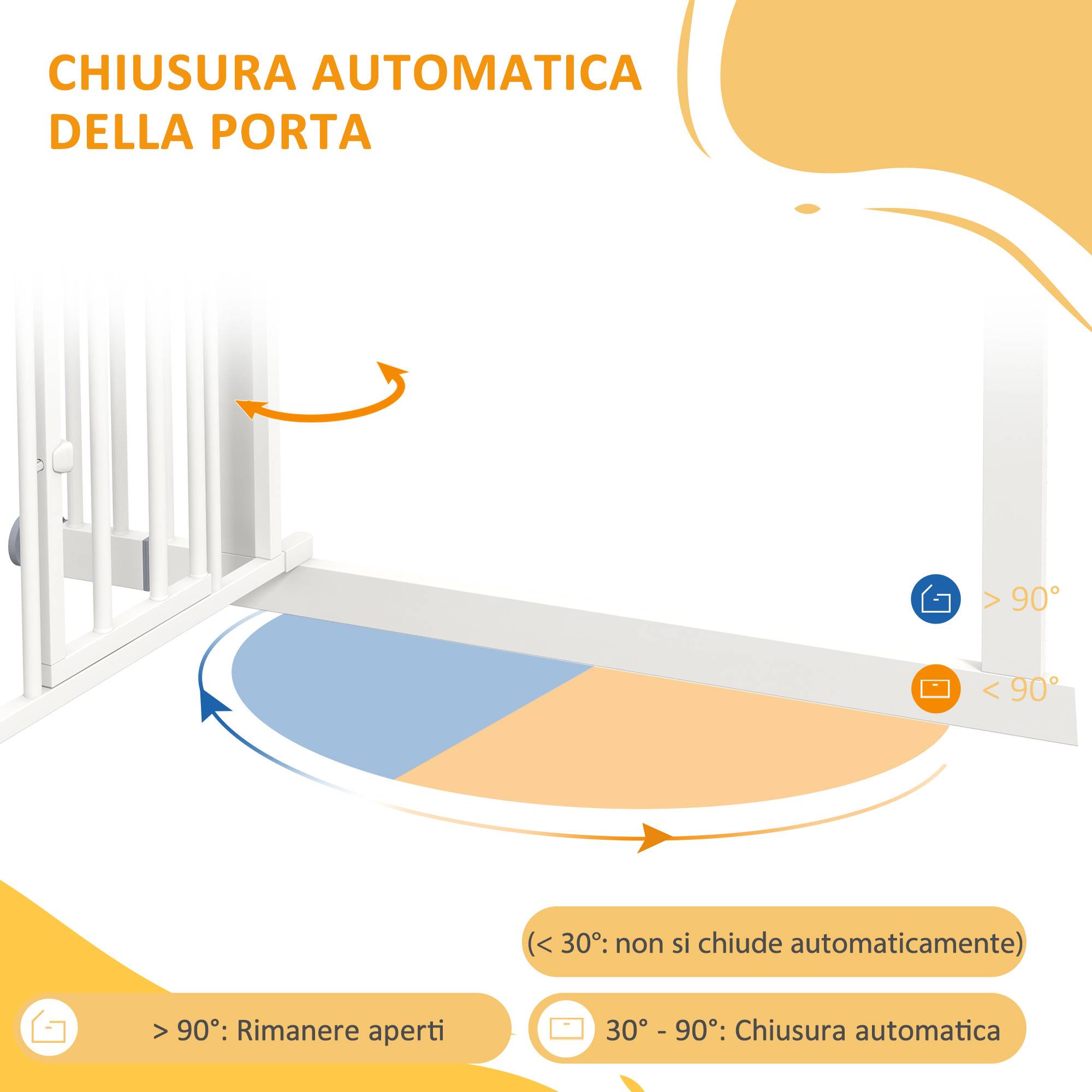 Barrière escalier chien acier intérieur fermeture automatique chatière 74-100x76cm blanc - ComfortXL Pet Living - Image 8