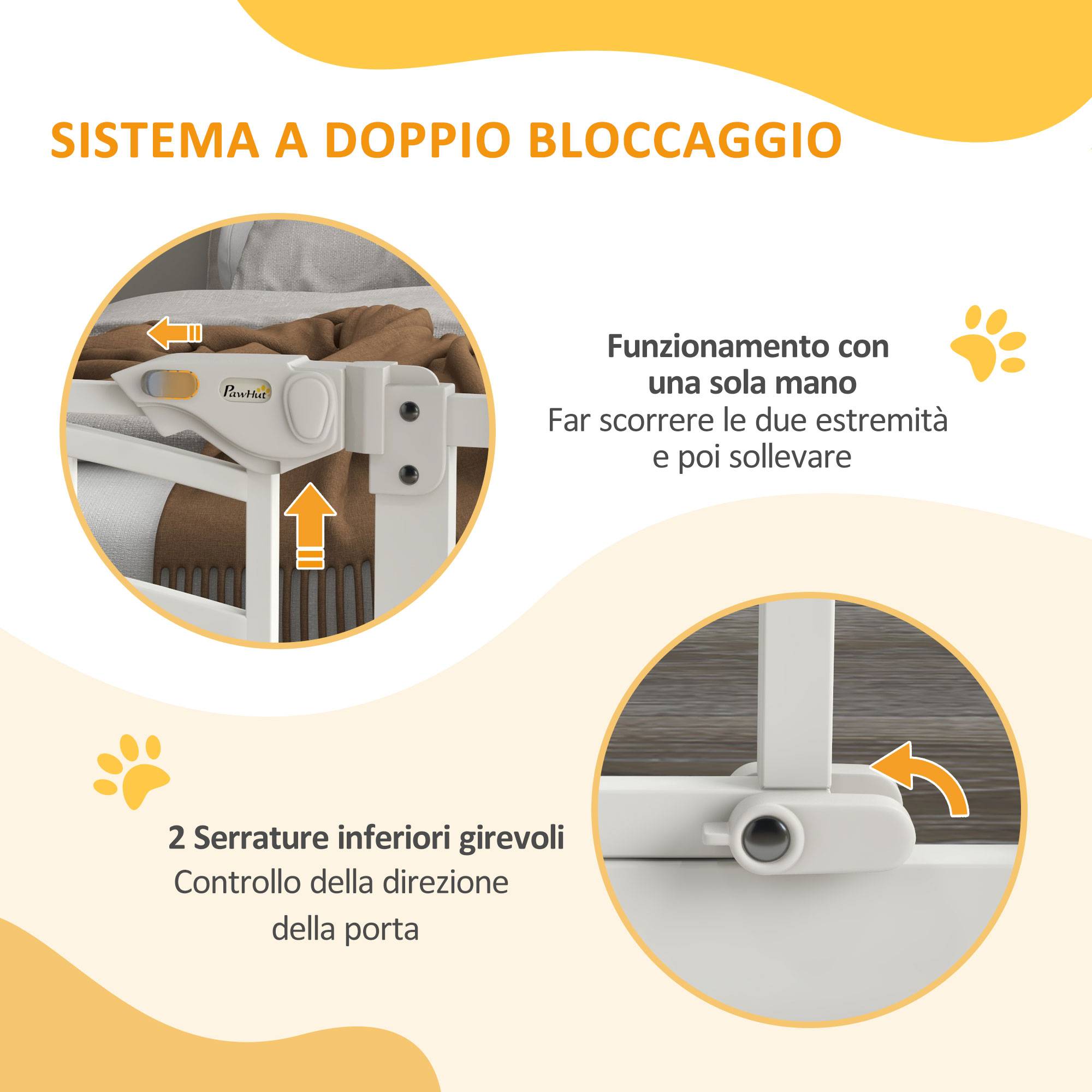 Barrière escalier chien acier intérieur fermeture automatique chatière 74-100x76cm blanc - ComfortXL Pet Living - Image 7