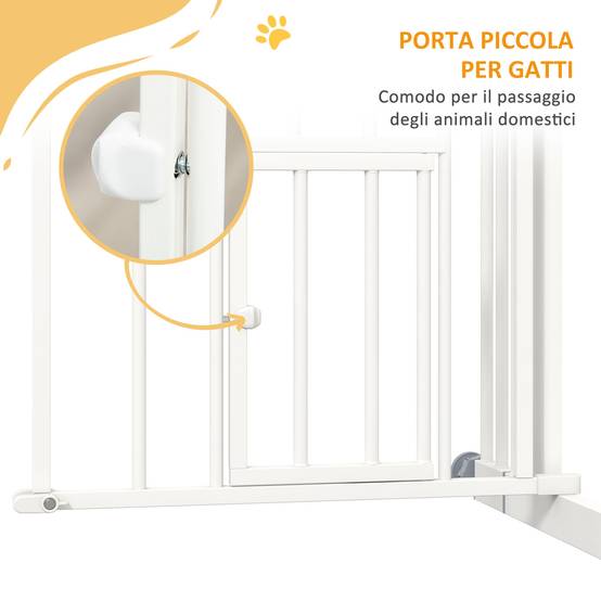 Barrière escalier chien acier intérieur fermeture automatique chatière 74-100x76cm blanc - ComfortXL Pet Living - Image 10