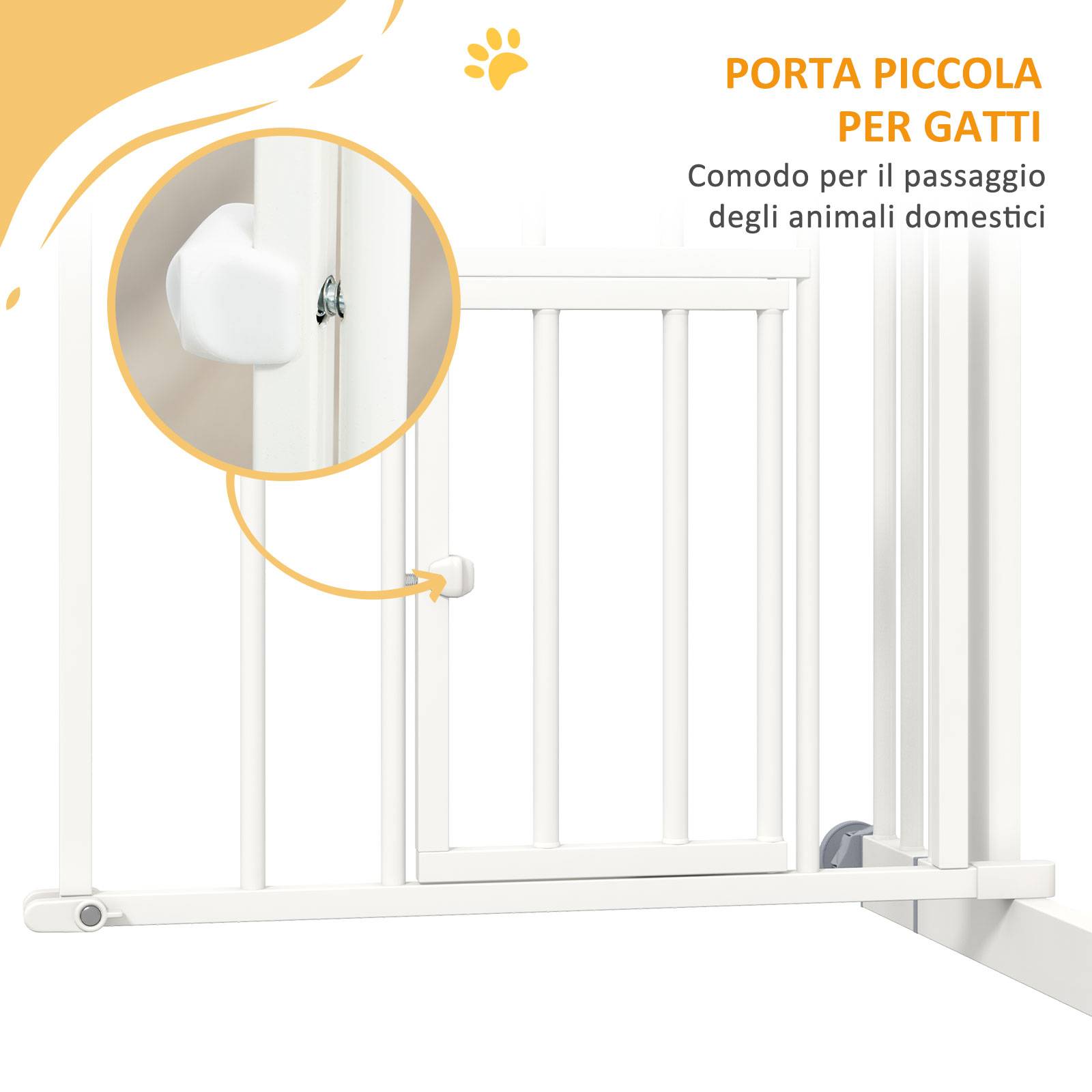 Barrière escalier chien acier intérieur fermeture automatique chatière 74-100x76cm blanc - ComfortXL Pet Living - Image 10