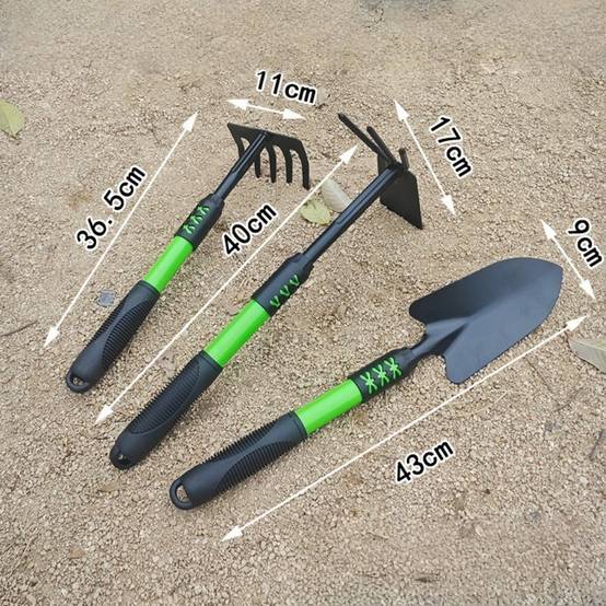 0 - Set jardinage 3 pièces premium - Pelle + Râteau + Transplantoir - Manche Soft Grip - Professionnel - Image 4