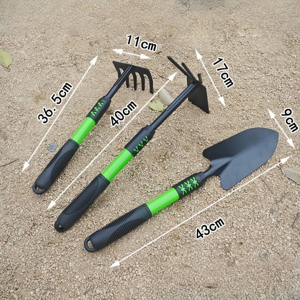 0 - Set jardinage 3 pièces premium - Pelle + Râteau + Transplantoir - Manche Soft Grip - Professionnel - Image 4