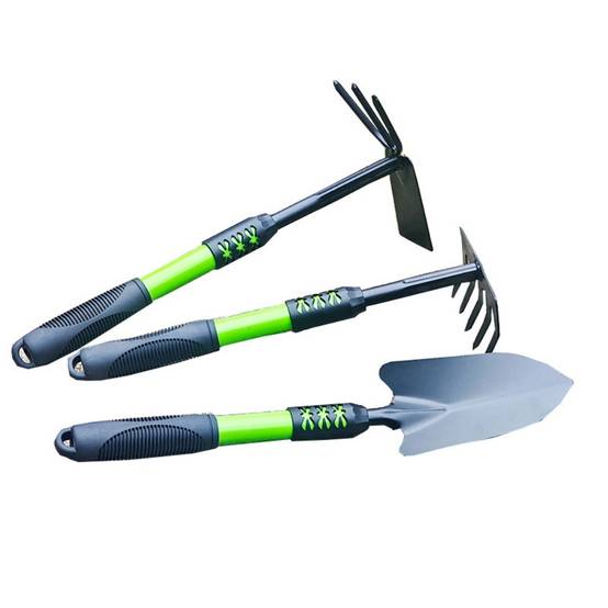 0 - Set jardinage 3 pièces premium - Pelle + Râteau + Transplantoir - Manche Soft Grip - Professionnel - Image 1