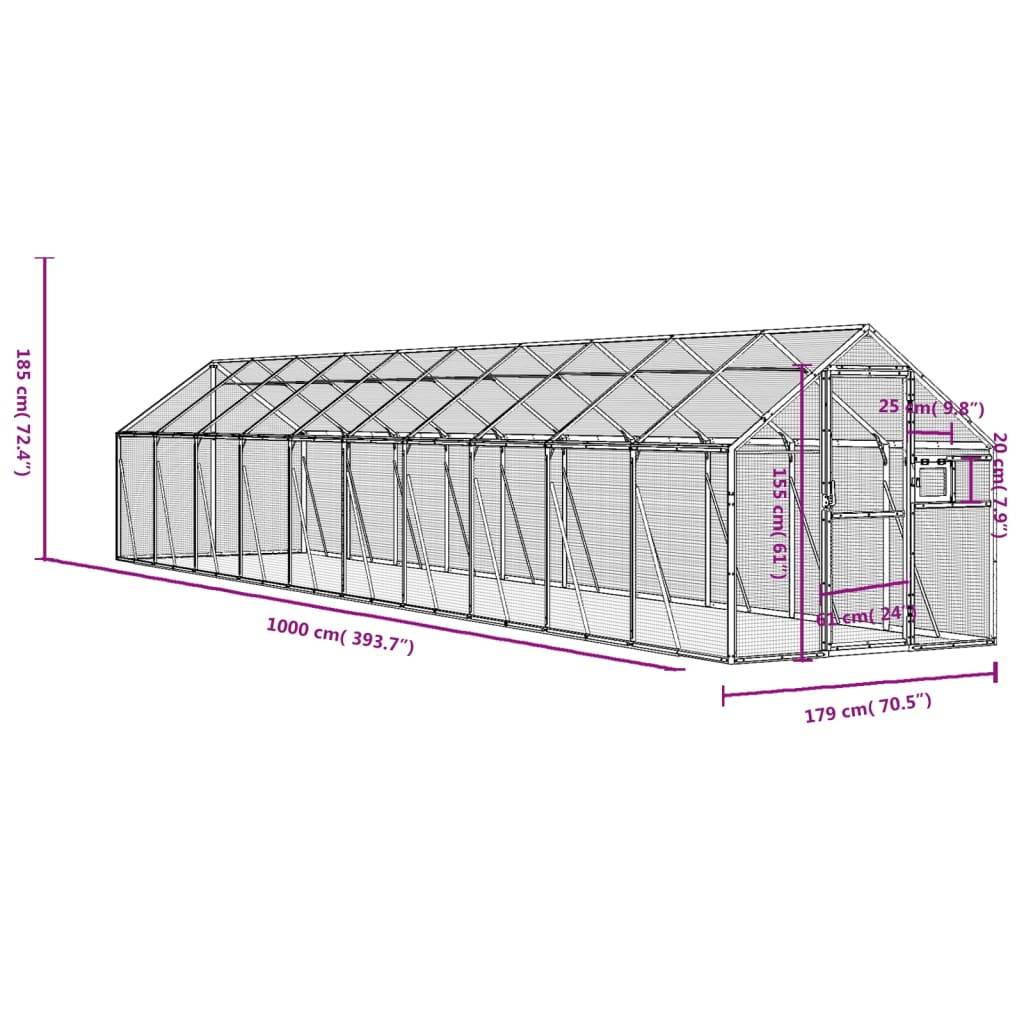 Volière Immense Aluminium Parcours Vol Argent 179x1000x185cm - ComfortXL Outdoor Living - Image 7