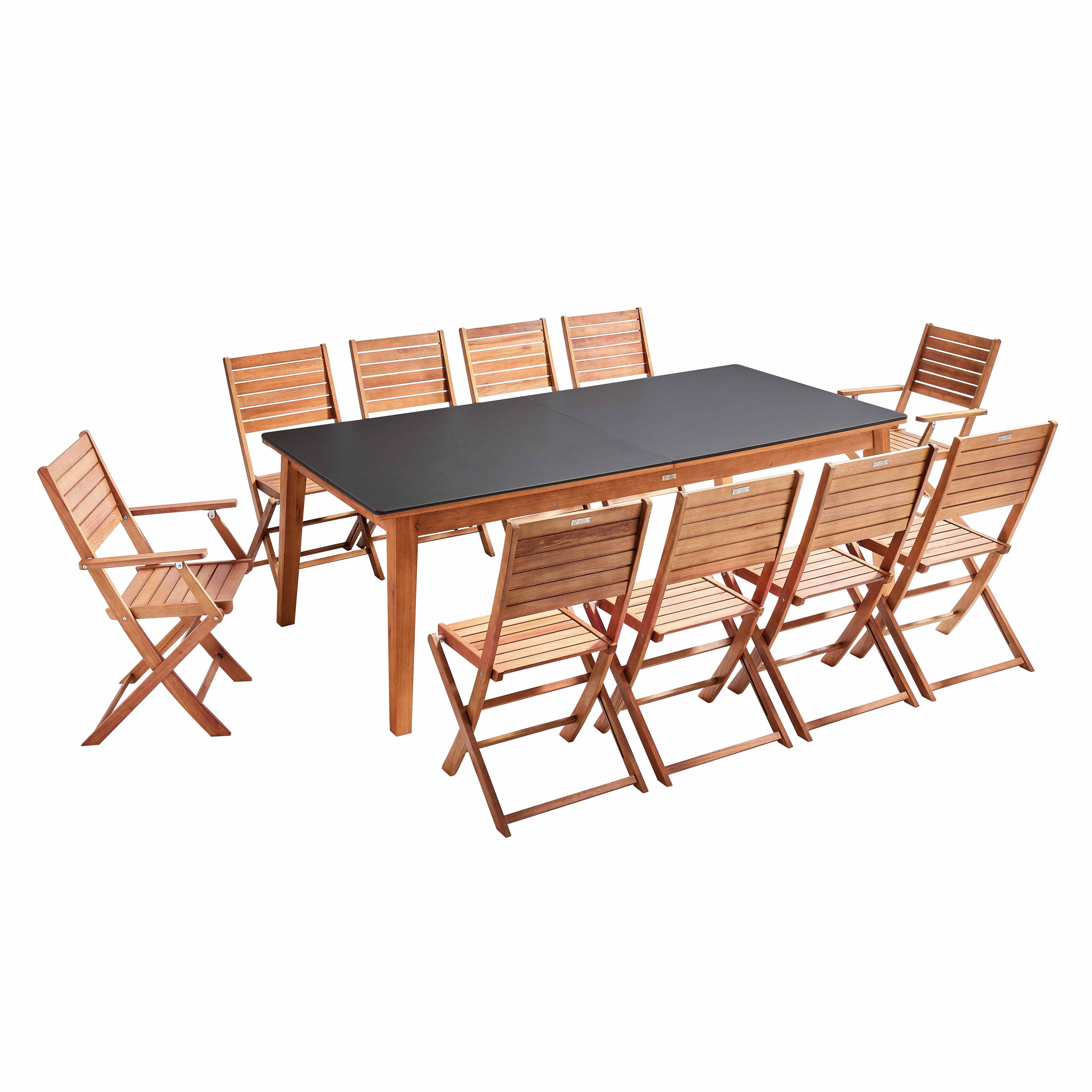Oviala - Ensemble table de jardin extensible en eucalyptus avec 10 assises Arles - Oviala - Imagen 4