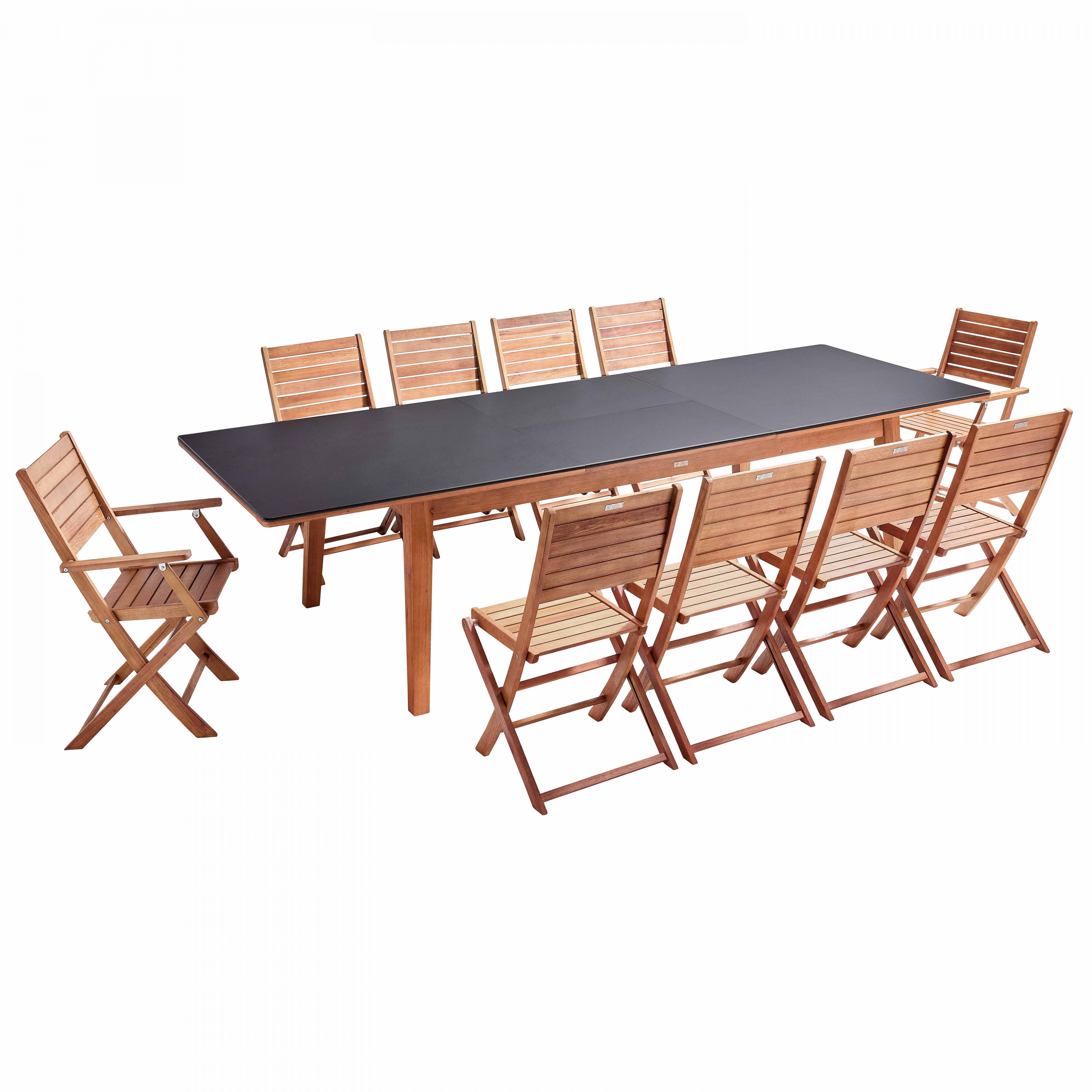 Oviala - Ensemble table de jardin extensible en eucalyptus avec 10 assises Arles - Oviala - Imagen 1